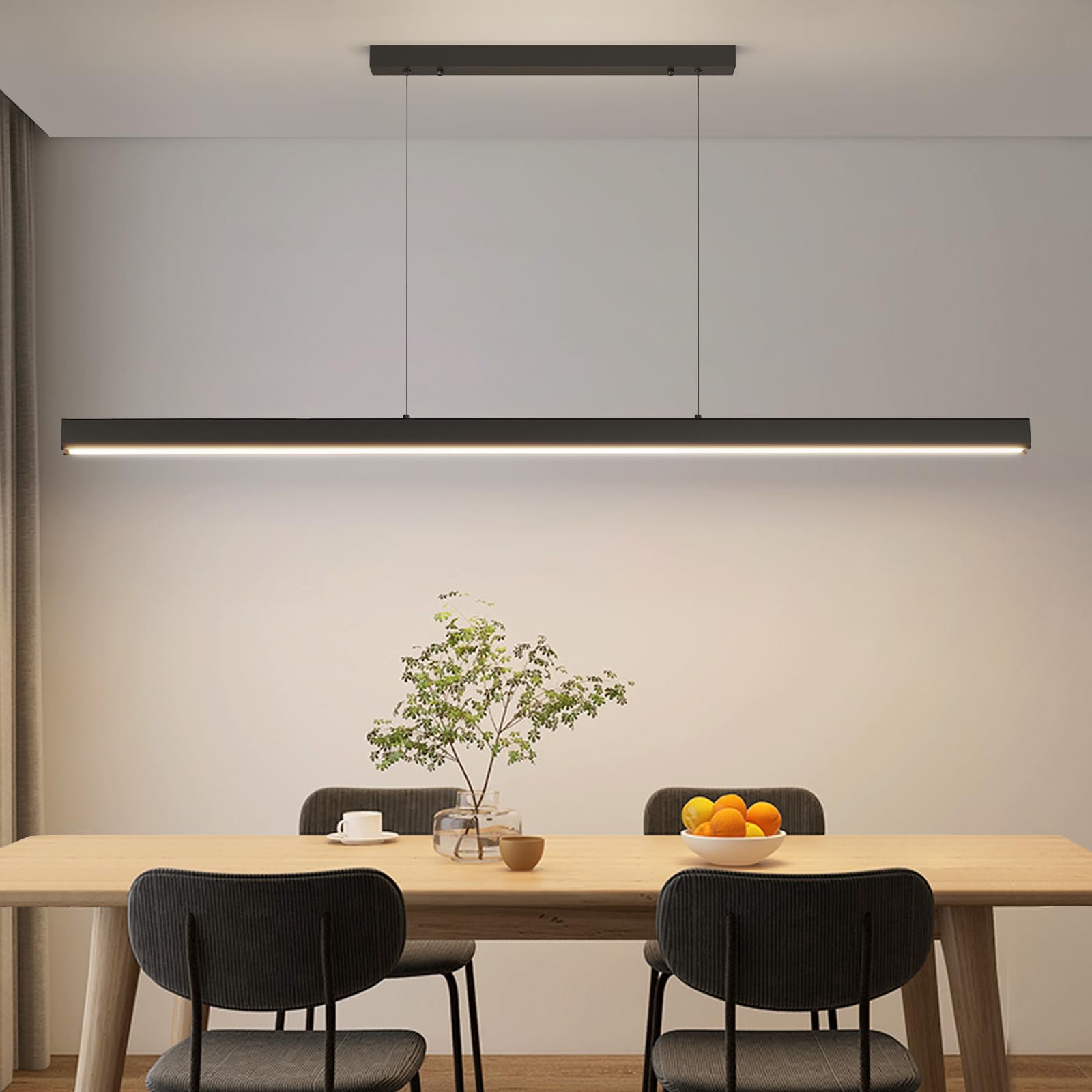 Modern Led Linear Pendant Light, 47In Ceiling Chandlier Light Fixtures Hanging With Remote Control 3000K-6500K Adjustable Color Temperature Island Light For Dining Room, Kitchen