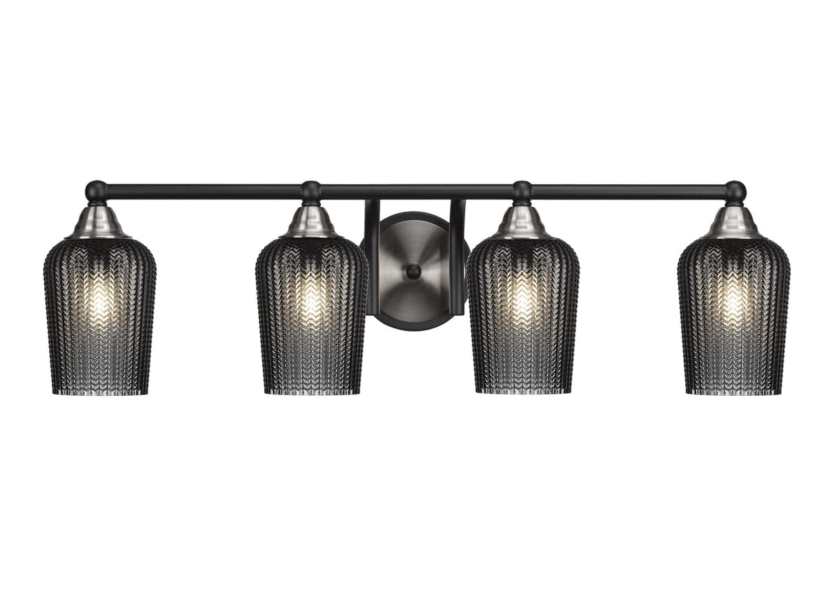 Toltec Lighting Paramount 4 Light Bath Bar In Matte Black & Brushed Nickel (3424-Mbbn-4252)