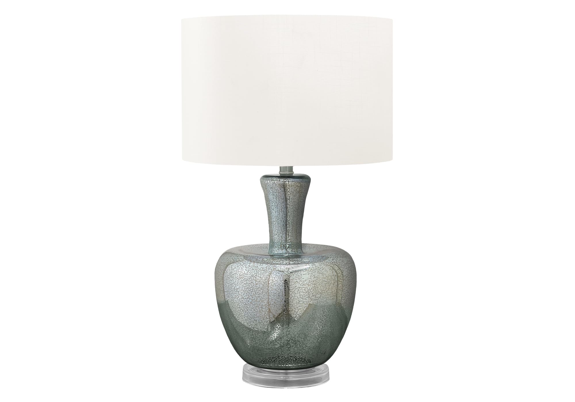 Monarch Specialties Table Lamp I 9898, 26in H, Sea Green Glass, Ivory Shade, Contemporary Design
