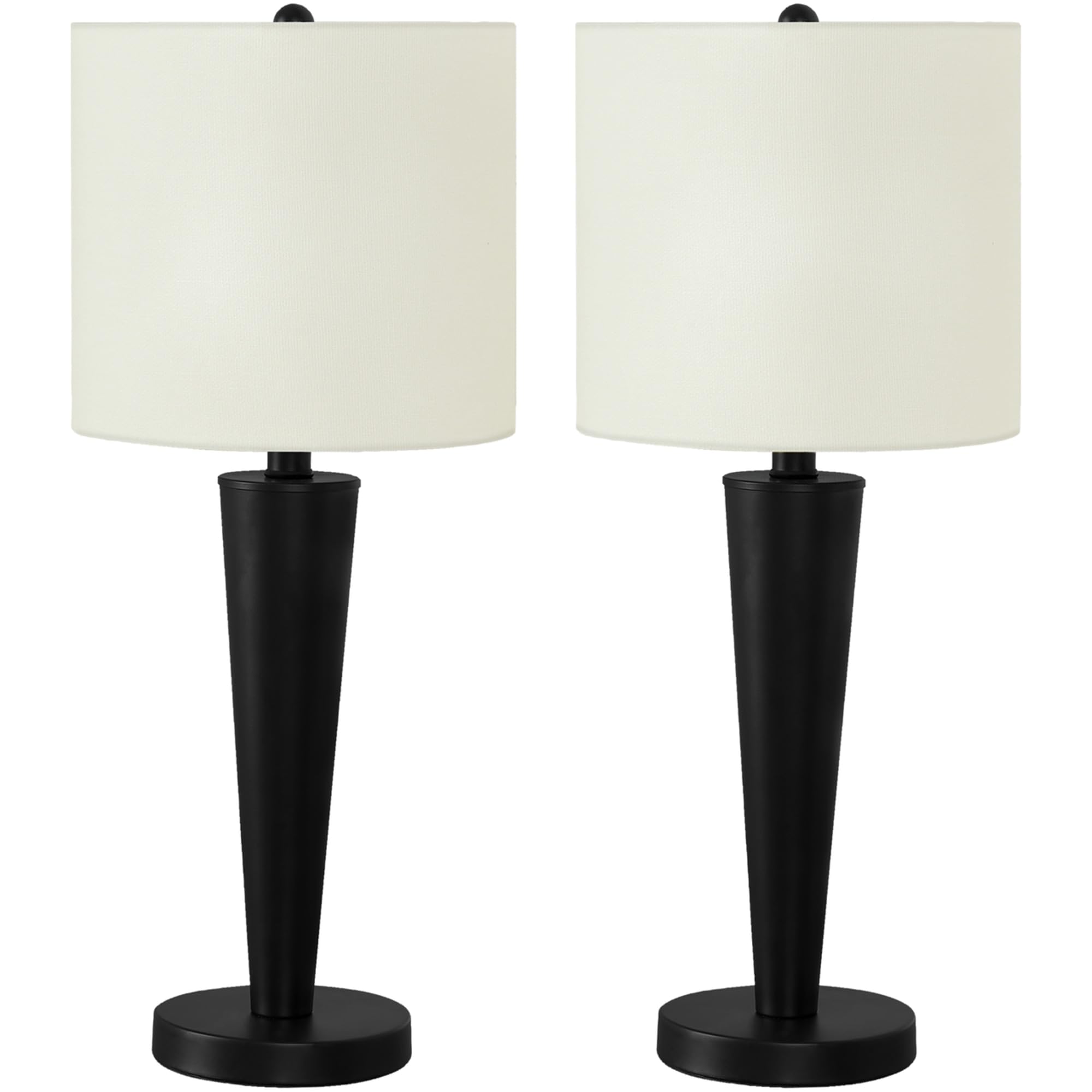 Monarch Specialties 9643 Lighting, Set Of 2Table Lamp, Usb Port Included, Black Metal, Ivory, Cream Shade Lighting-2Pcs/24 H Table, 10&quot; L X 10&quot; W X 24&quot; H
