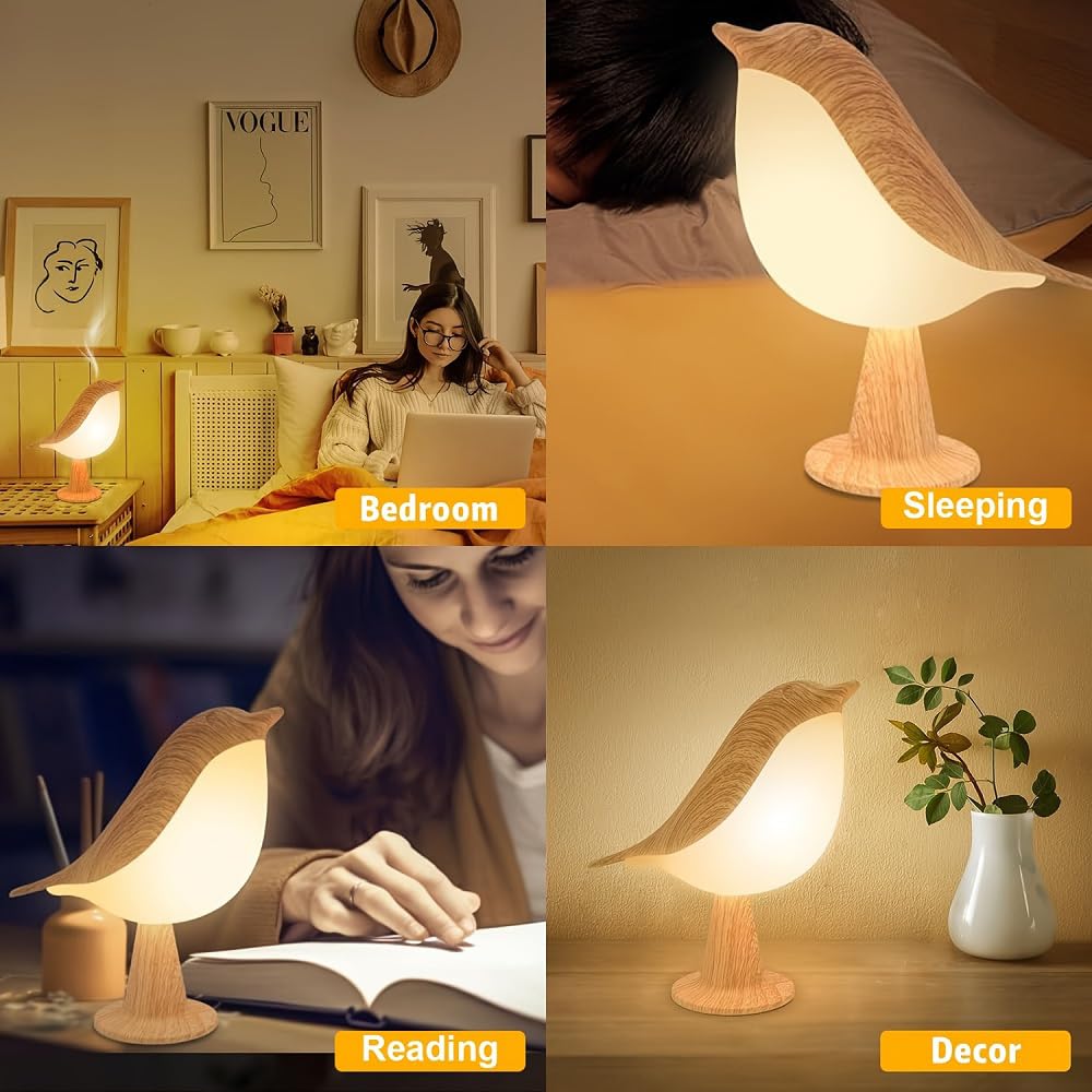 Ifthfour Bird Cordless Table Lamp, Small Cordless Bedside Lamp With 3 Color Temperature, Touch Sensor & Rechargeable Battery - N