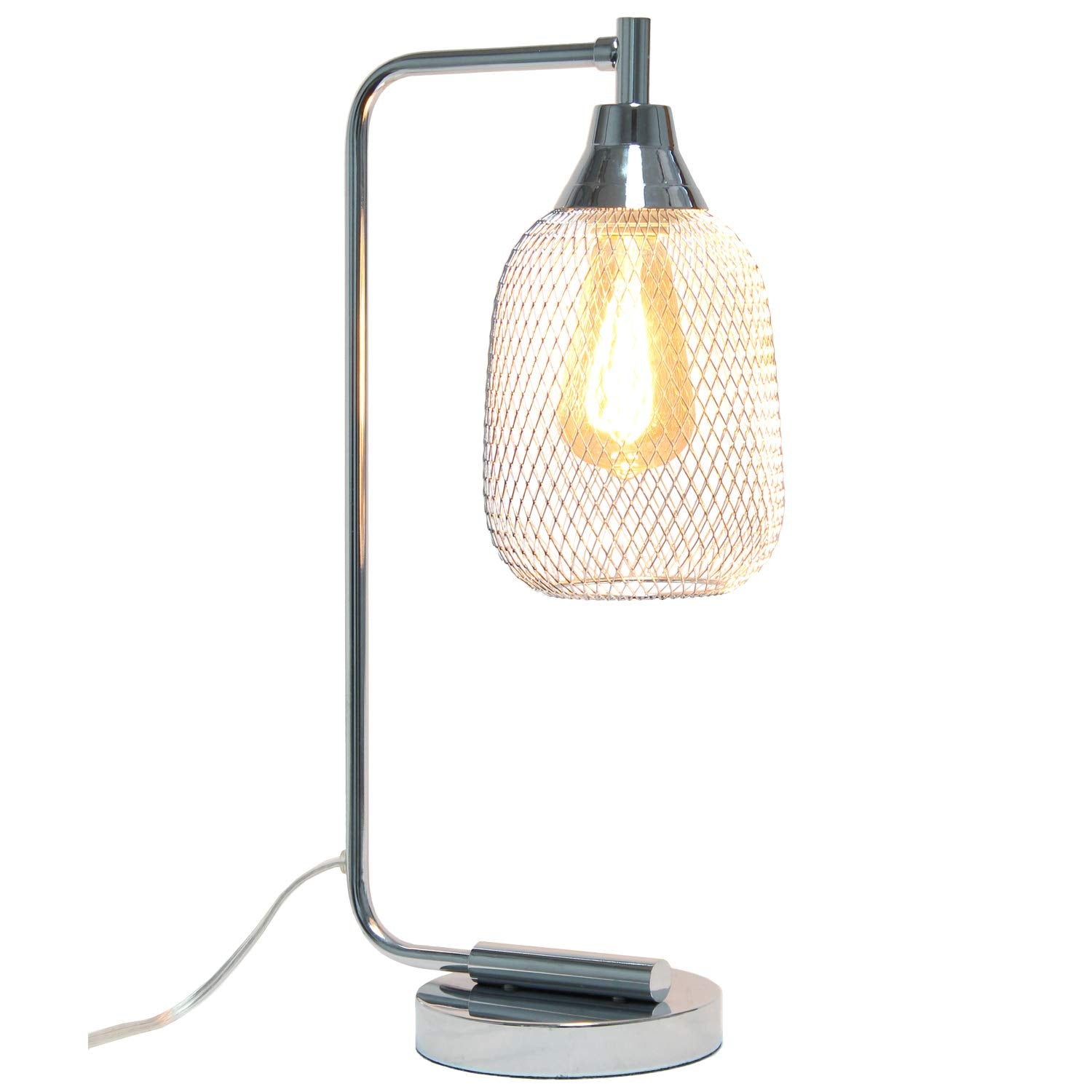 LALIA HOME Industrial Mesh Desk Lamp, Metal, Chrome, Model LHD-2000 FAMILY