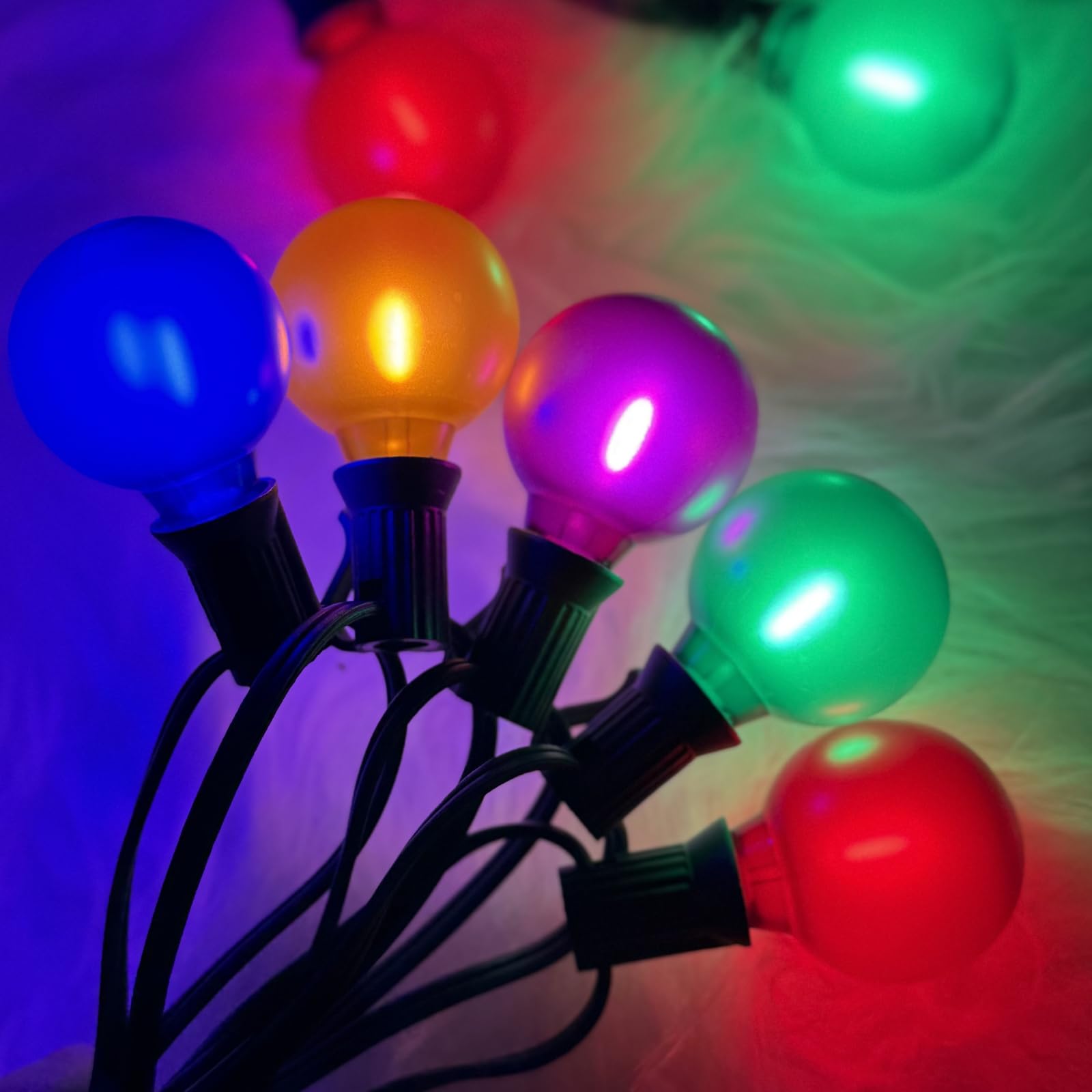 Xingzd 25Ft Led Christmas Outdoor String Lights  G40 Globe Lights With 27 0.6W Multicolor Bulbs  Vintage Christmas Lights For Holiday Party Backyard Wedding Garden Patio Porch Decor  Green Wire