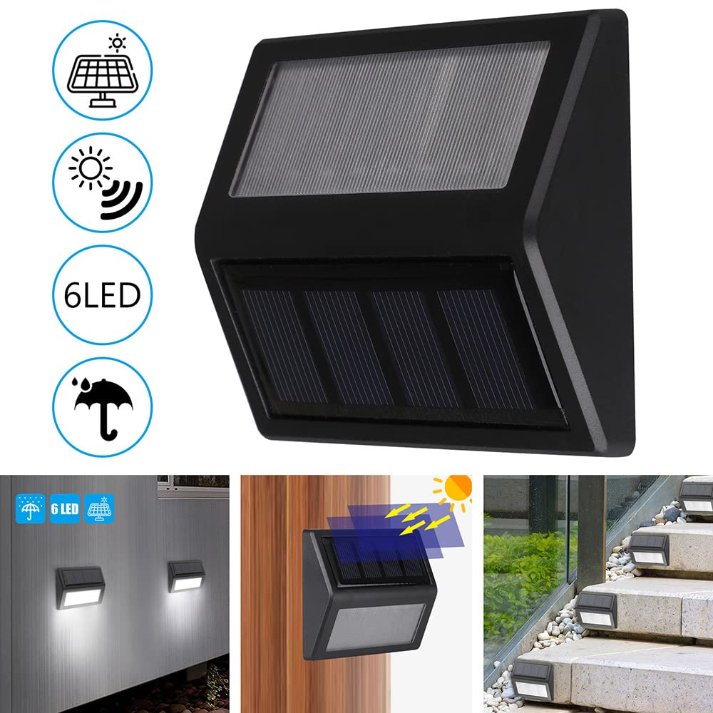 Follateas Solar Lights Outdoor, Waterproof Solar Powered Deck Step Lights For Patio Garden Backyard Garage Driveway Pathway Outs
