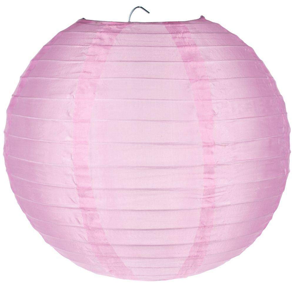 Quasimoon Paperlanternstore.Com 4 Inch Pink Round Nylon Lantern, Even Ribbing, Hanging Decoration (10 Pack)