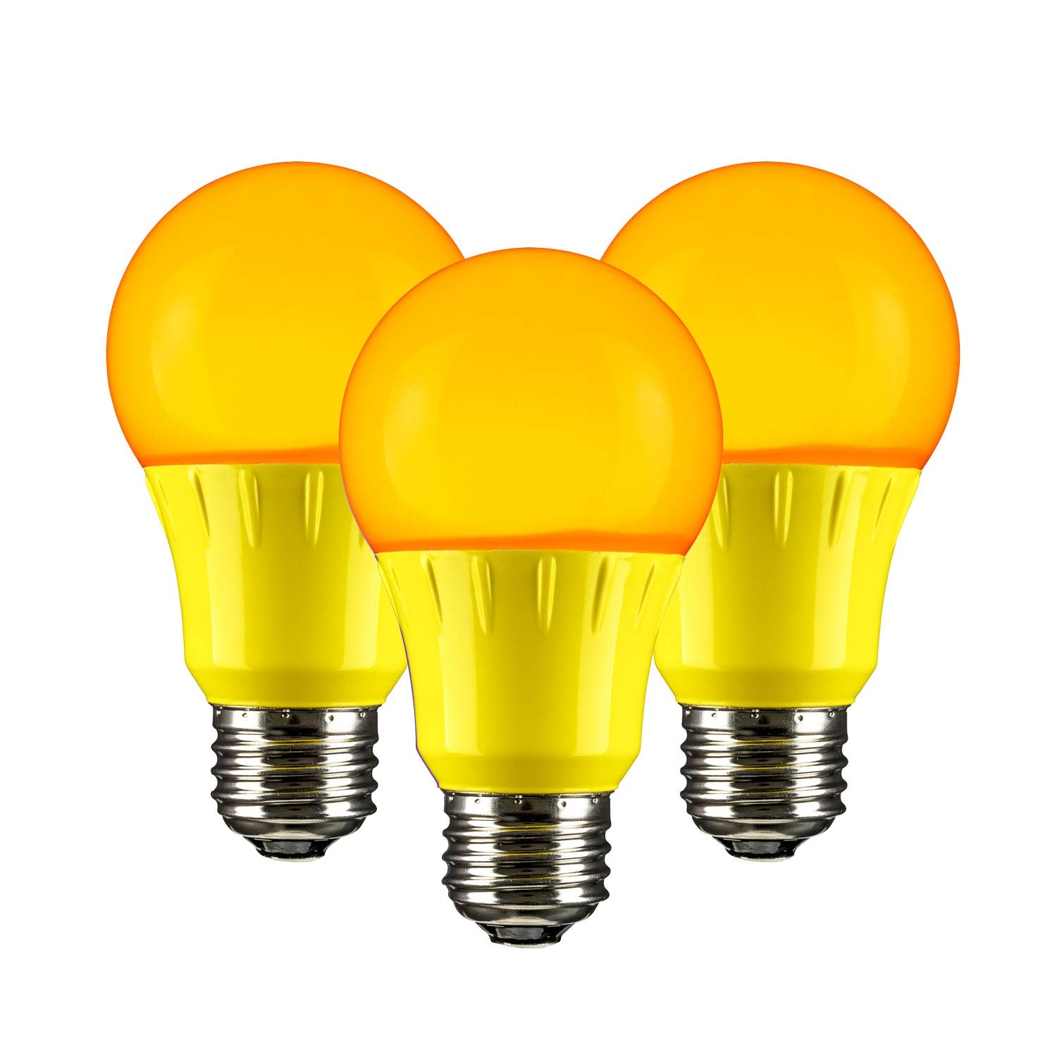 Sunlite 40455 LED A19 Colored Light Bulb, 3 Watts (25w Equivalent), E26 Medium Base, Non-Dimmable, UL Listed, Party Decoration, Holiday Lighting, 3 Count, Amber