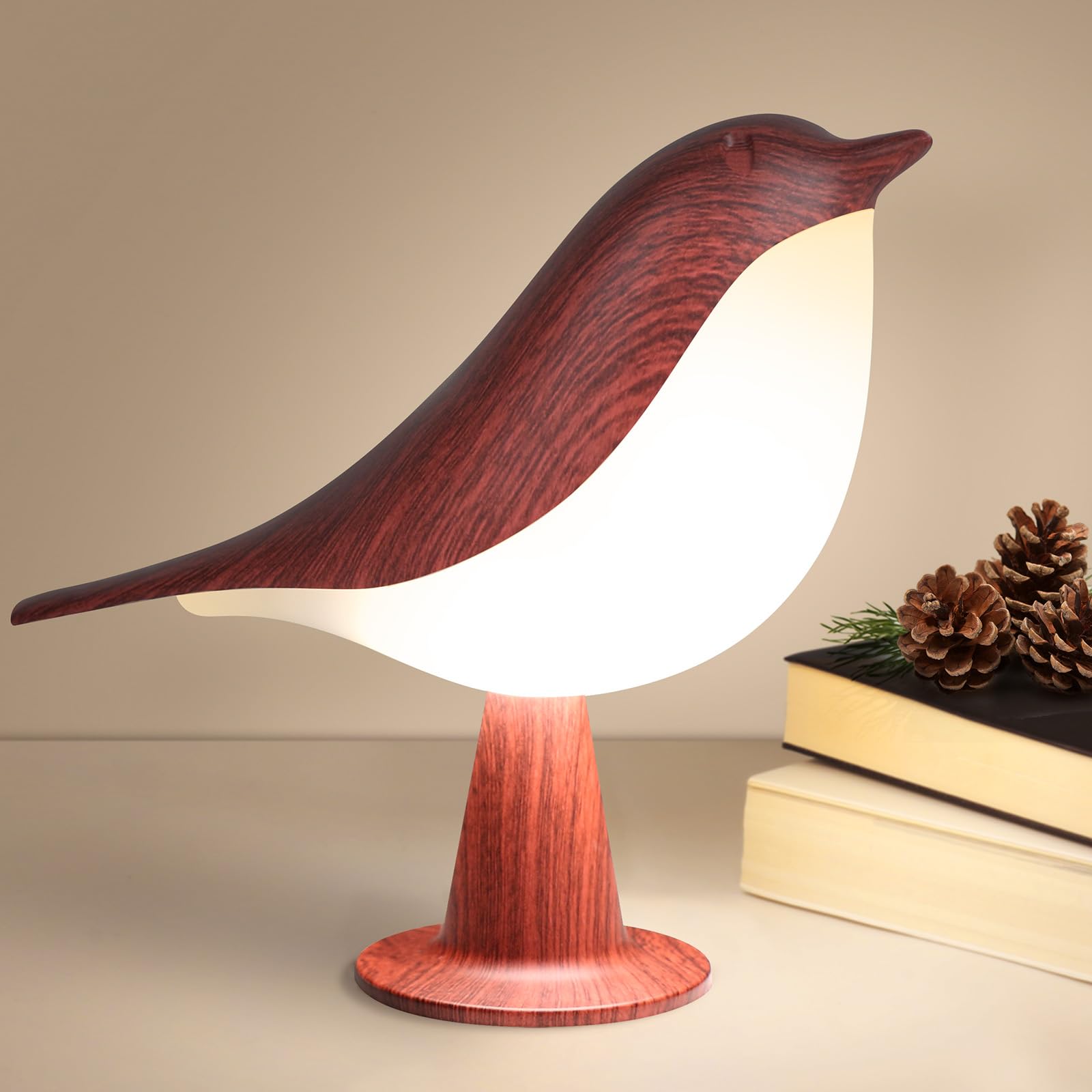 Vomii Small Bird Table Lamp, Cordless Desk Lamp, Touch Control & 3-Color Dimmable, Bedside Lamp, Rechargeable Battery Lamp, Cold/Warm Night Light, Portable Cute Lamp For Bedroom, Home/Office Decor