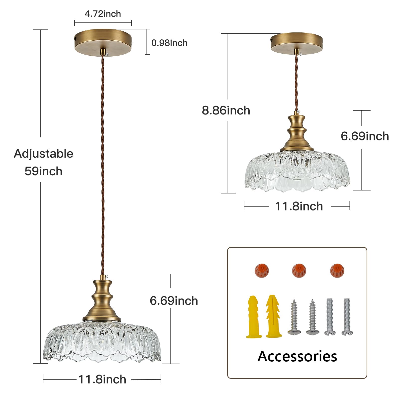 Hddfl Vintage Pendant Lights Fixture Modern Pendant Lighting Fixtures 11.8Inch Hanging Lamp For Kitchen Island Bedroom Living Ro