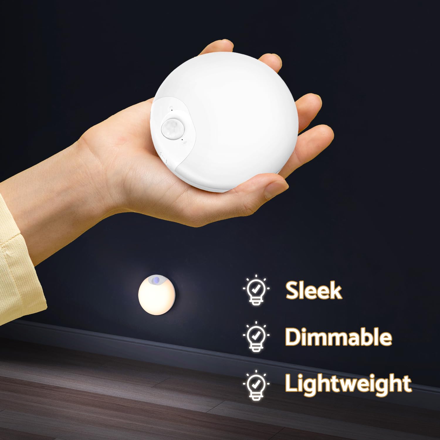 DAZZY DOT Motion Sensor Night Light 2-Pack, Rechargeable, Dimmable, Magnetic, White, 3.17” x 0.93”, Model PLT-HKQ-