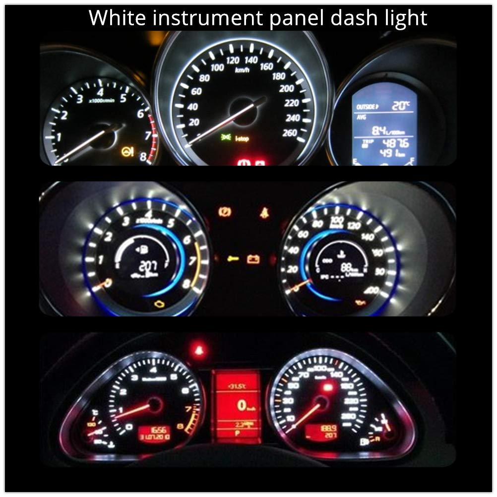 Wljh 74 Led Bulb Dash Lights Super Bright T5 2721 37 70 286 Wedge Pc74 Twist Socket Automotive Instrument Panel Gauge Light Kits Cluster Shift Indicator Bulbs White Pack Of 20