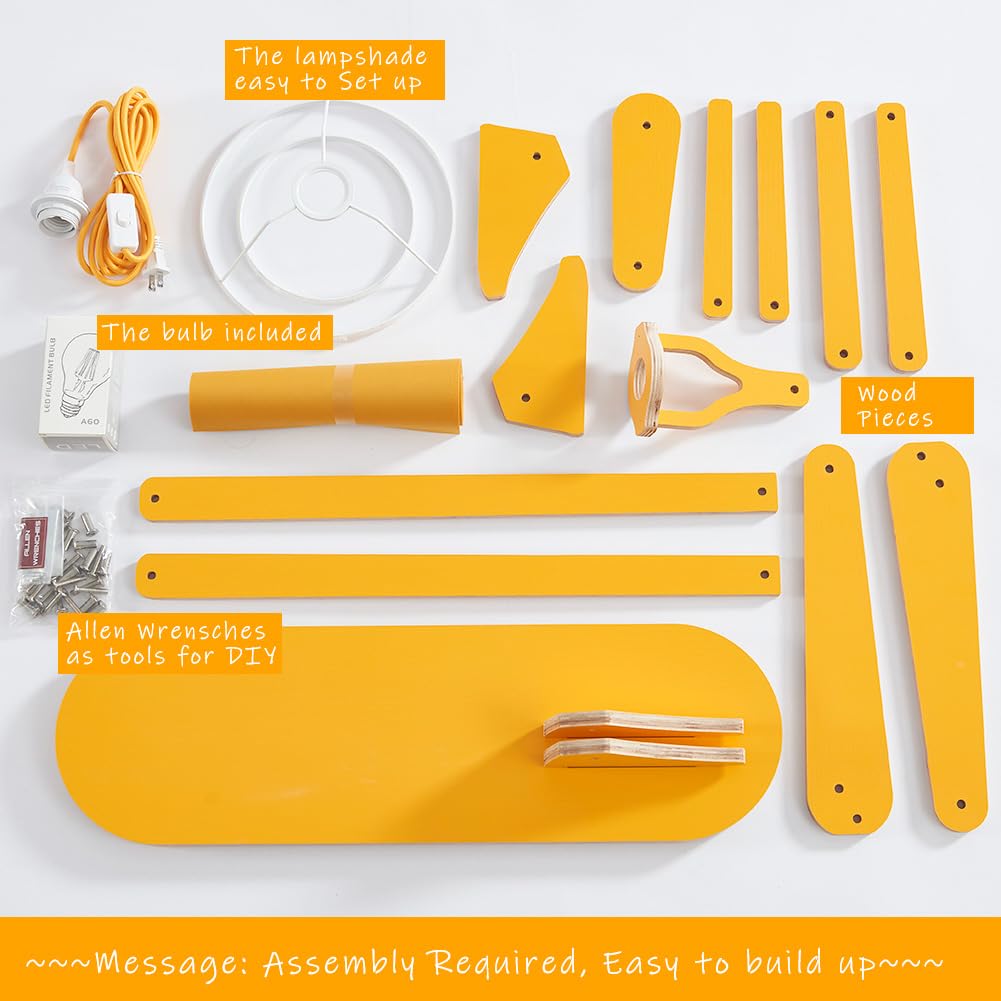 Hroome Cool Mini Wood Floor Lamp For Living Room Bedroom Farmhouse - Corner Decorative Reading Standing Light Creative Swing Arm