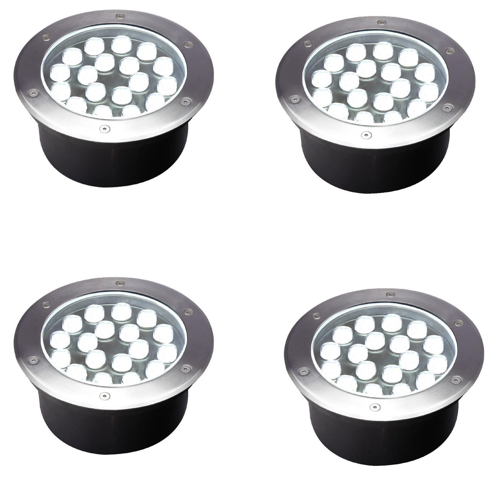 GOCuces 18W Outdoor In Ground Lights,Diameter 8 inches,Wired Landscape Lighting Waterproof,White 6500K,High Voltage 110V 120V We