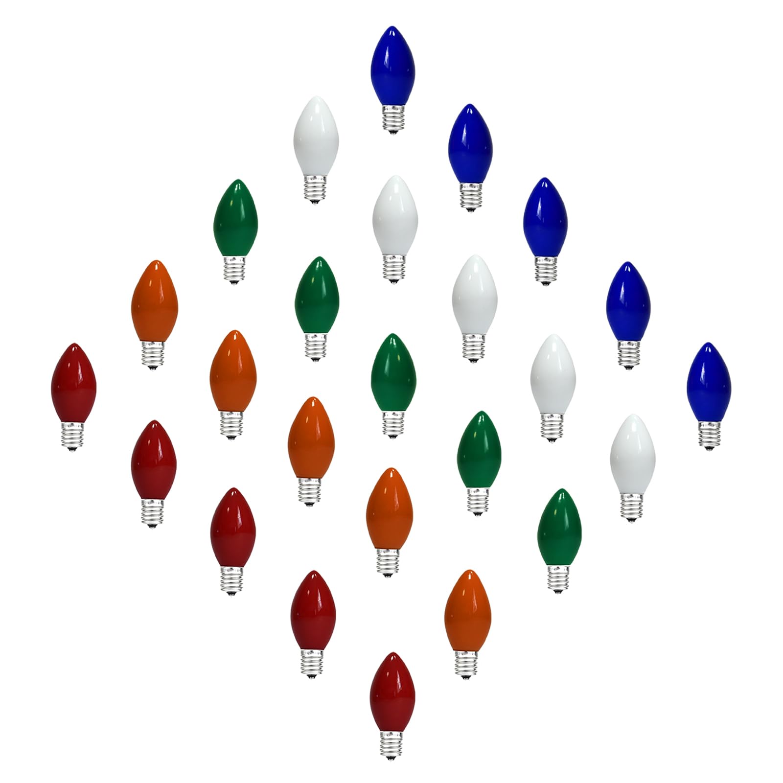 Chyparty 25 Pack C7 Christmas Light Bulbs, Multicolor Led Replacement Bulbs For Outdoor String Lights, Patio, Xmas Tree, Holiday