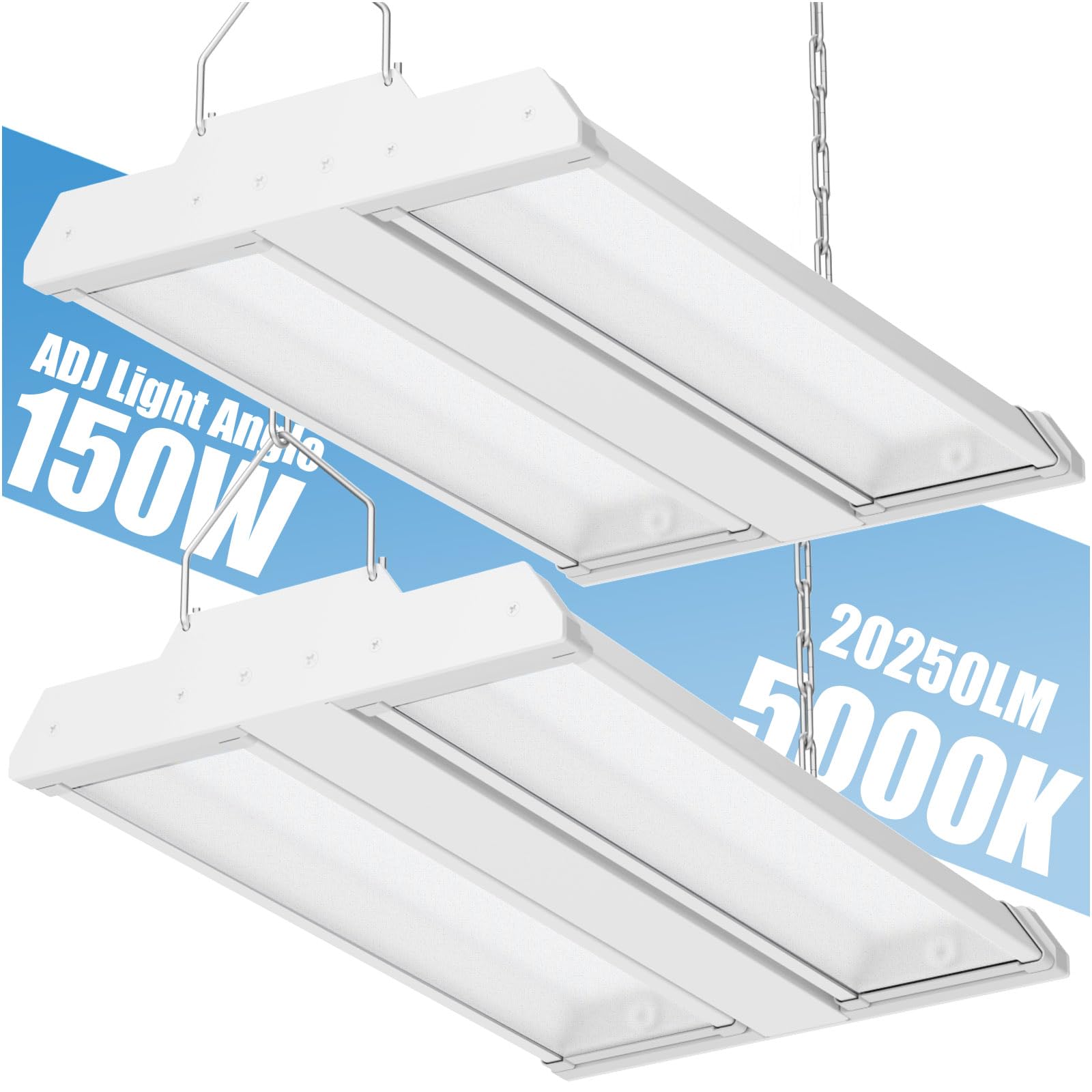 LED Linear High Bay Shop Light 1-Pack, 5000K Daylight 300W 40500LM 0-10V Dimmable, Adjustable Tilt Hanging LED Shop Light Fixtur
