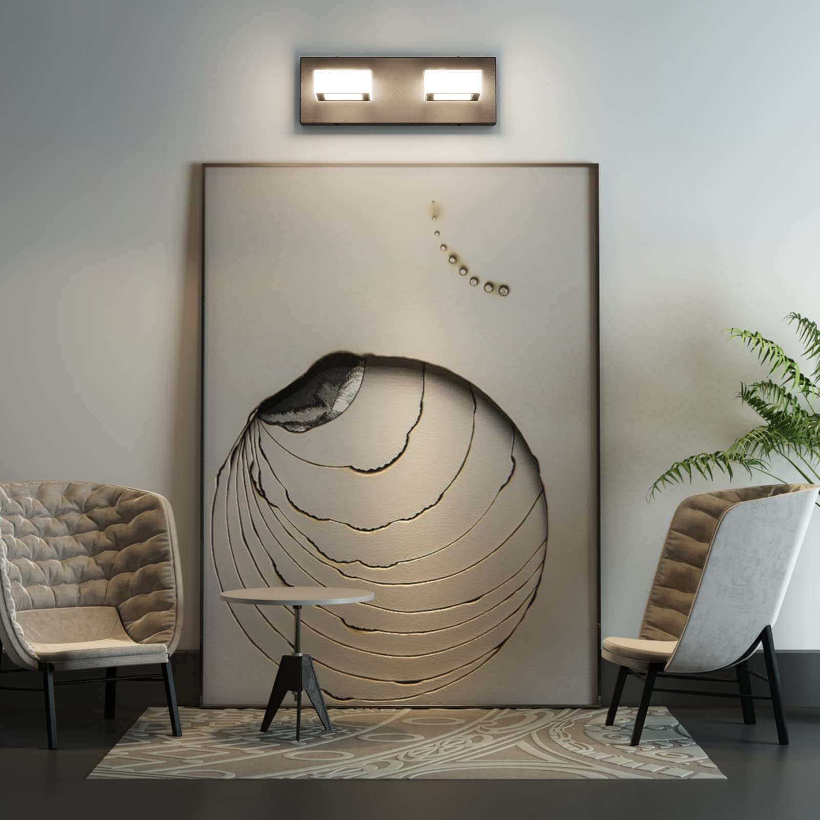 Ralbay Modern LED Vanity Lights - 4-Light Acrylic Fixtures, Matte Black, Natural White Light, Model black-8590-4T-45K