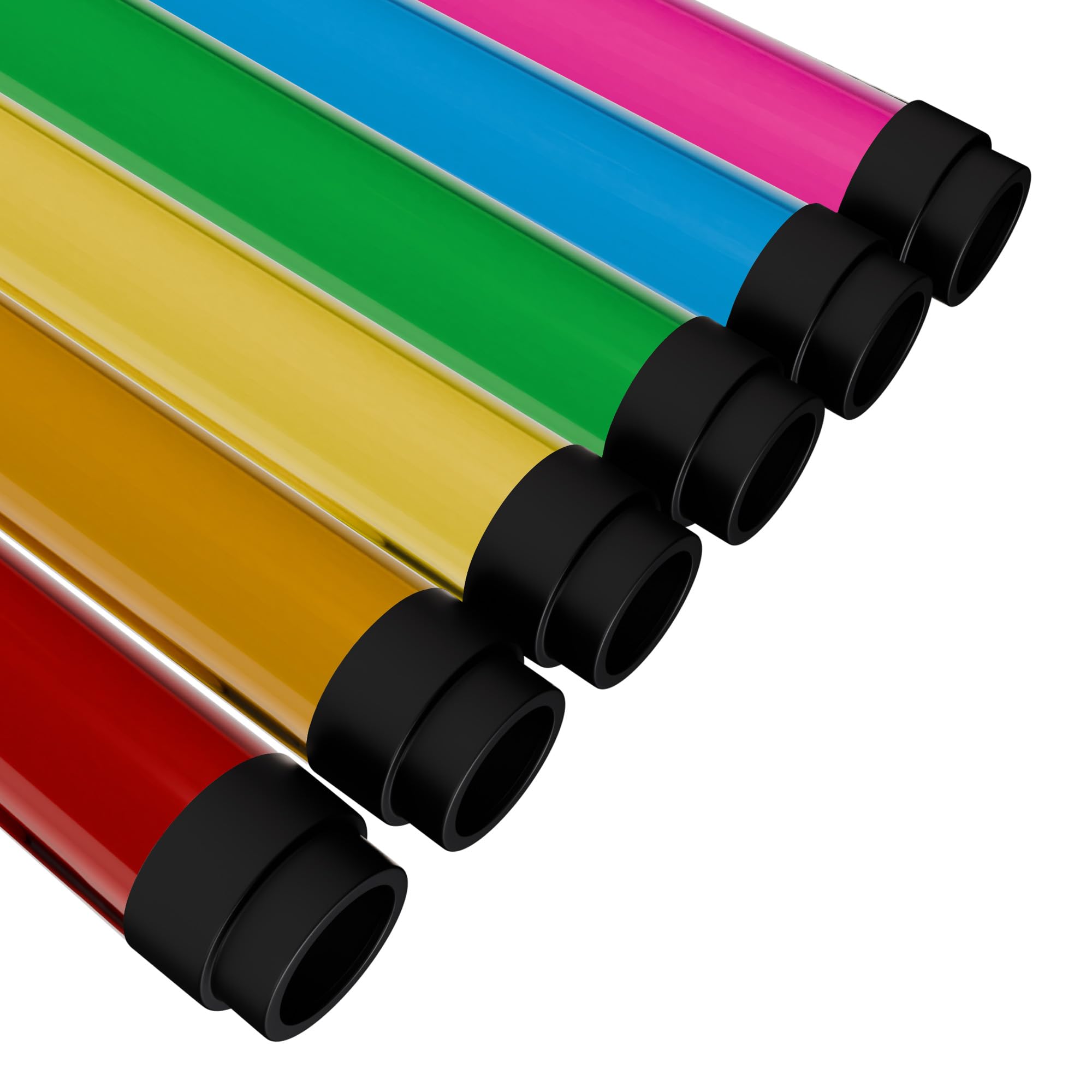 Kastlite T8 Led/Fluorescent Light Tube Guard With End Caps - 46-3/8 Lamp Diffuser Covers & Safety Sleeves  Multi Colored Protective Plastic Bulb Covering & Overhead Lighting Accessory  Pack Of 24