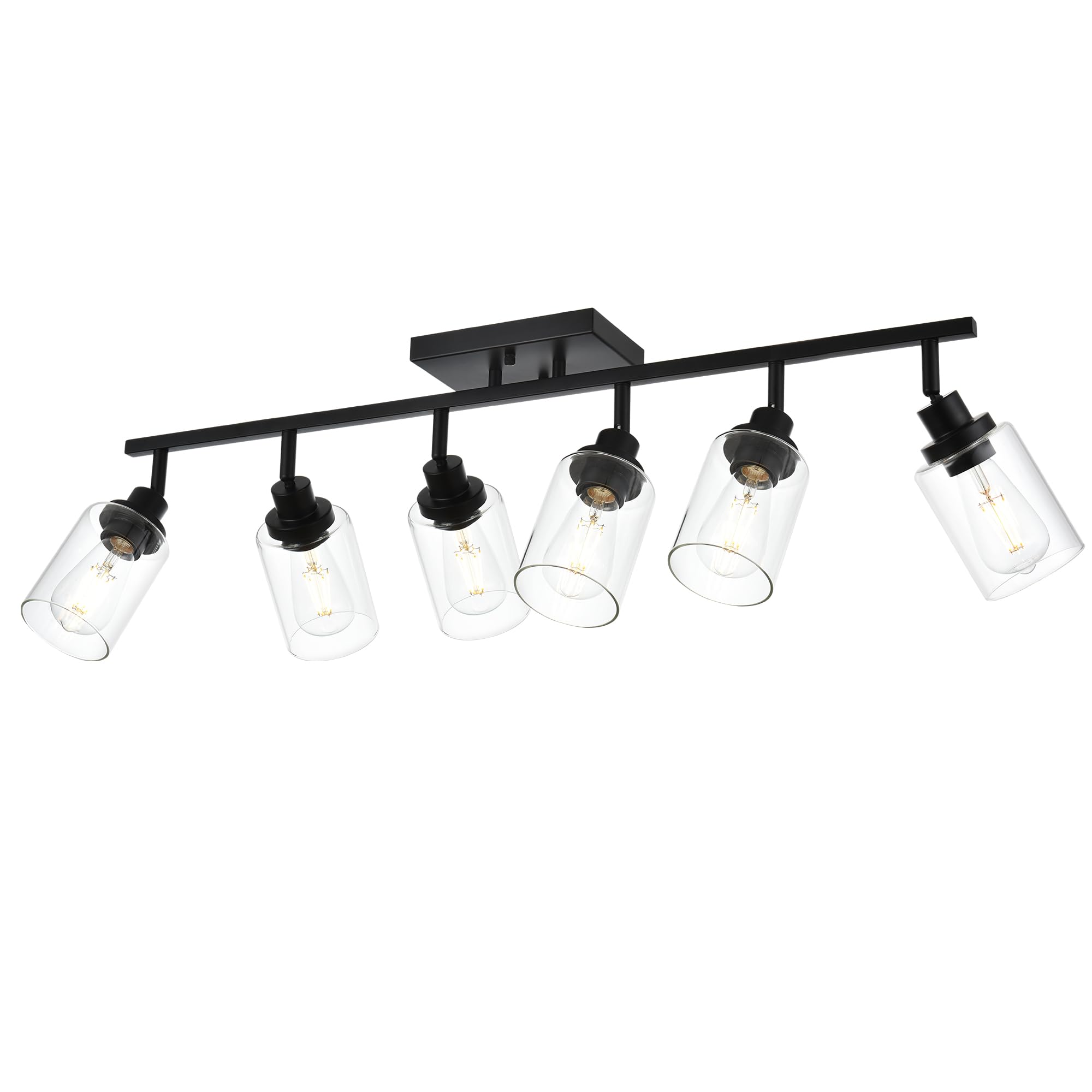 Wanluce 6-Light Track Lighting Kit Black Track Lighting Fixtures Bathroom Wall Sconces Ceiling Mount Kitchen Tracking Lights  Rotatable Spotlight With Clear Glass Shade For Kitchen Shop Hallway