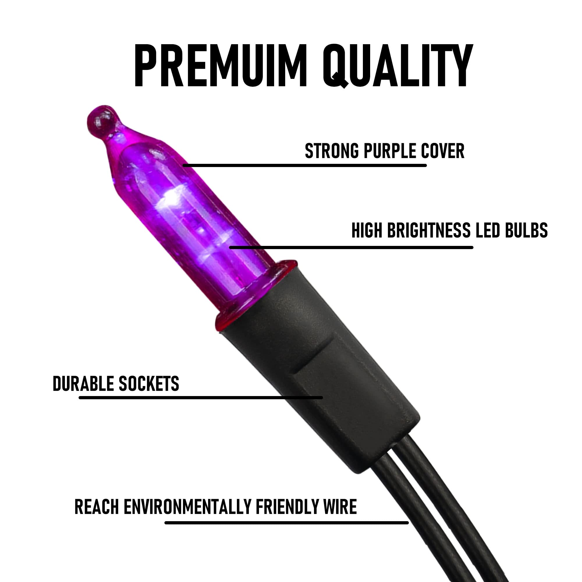 Battery Operated Halloween Lights, 2 Pack Total 100 Led 32Ft Purple Halloween Lights Outdoor, Waterproof Mini String Tree Lights