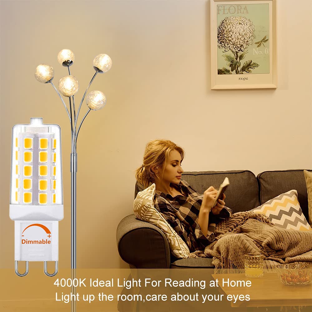 Aiplamp G9 Led Bulb Dimmable 4W Natural Daylight White 4000K,Equivalent To 40W Halogen Light, 450Lm 120V Ac Cri> 85,No Strobe, C