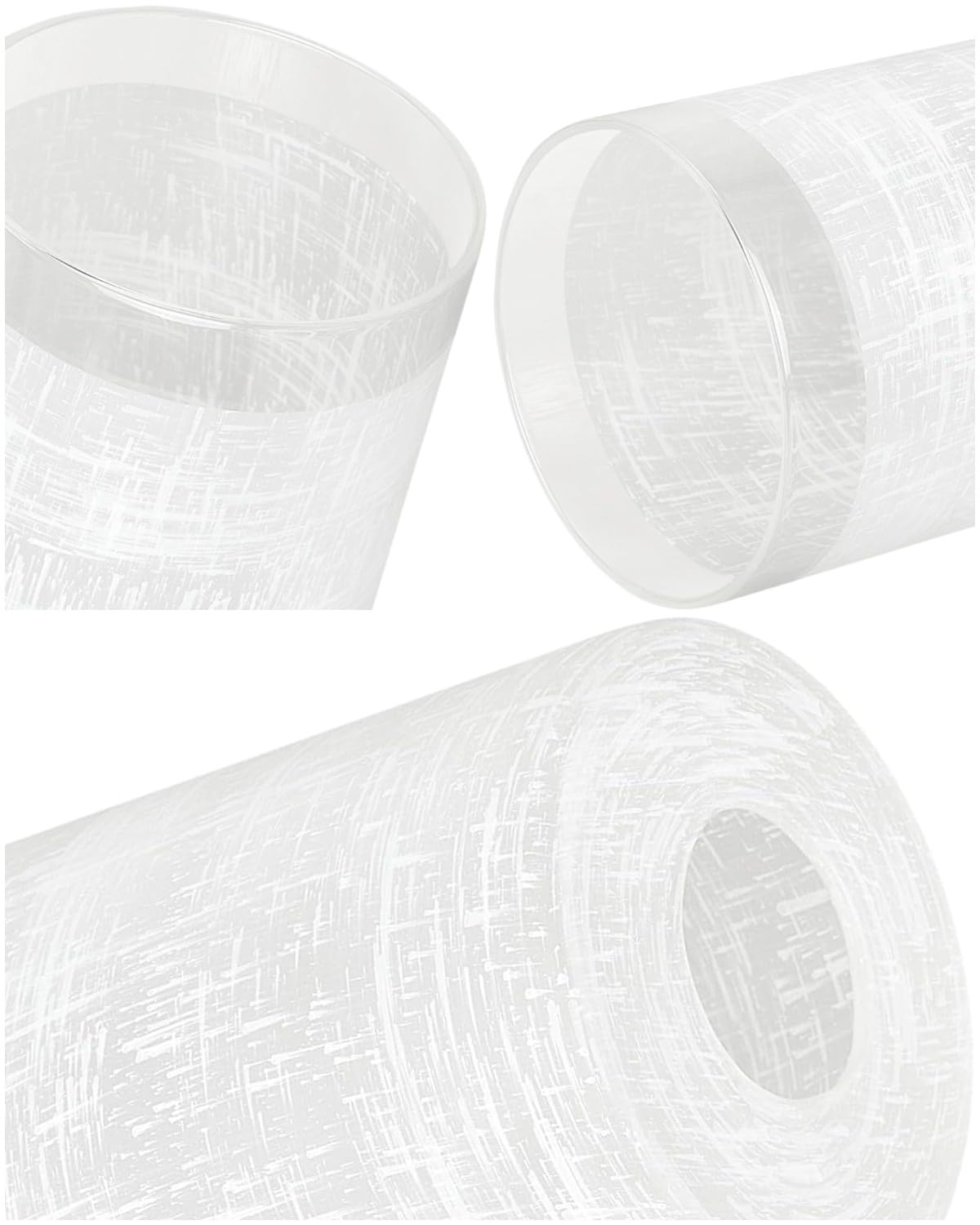 8 Pack White Linen Frosted Glass Lamp Shade, Glass Shade Covers Replacements For Light Fixtures, Cylinder Globe Glass Shades Covers