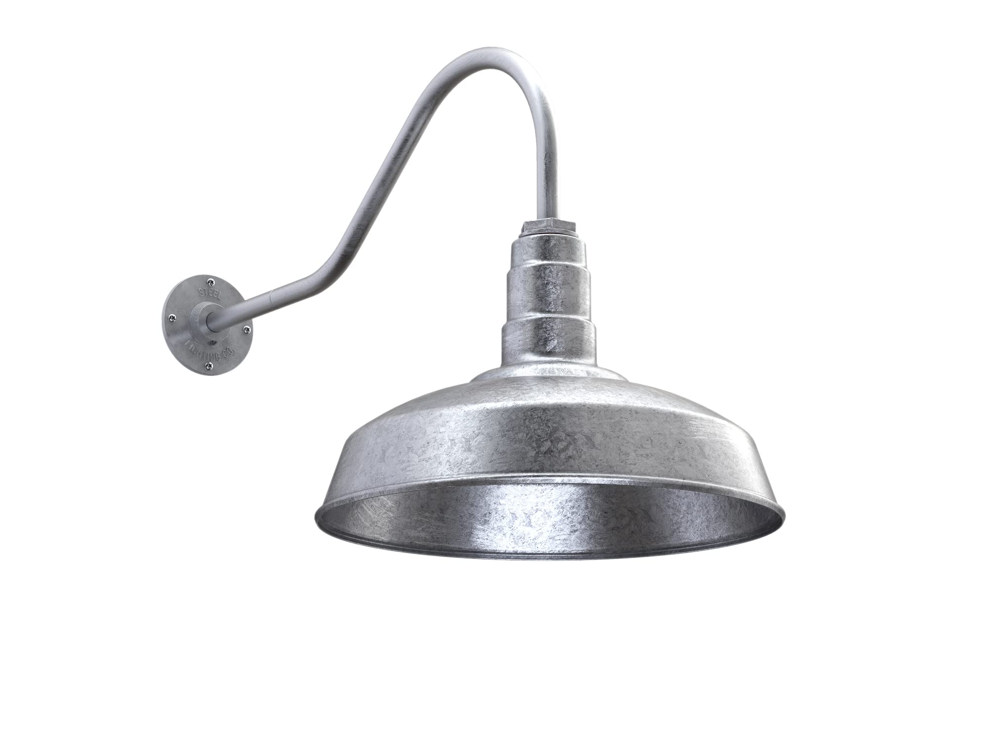 Steel Lighting Co. Gardena Barn Light - 16 Dome, 23 Gooseneck, Galvanized Steel, Outdoor Wall Mounted Farmhouse Light