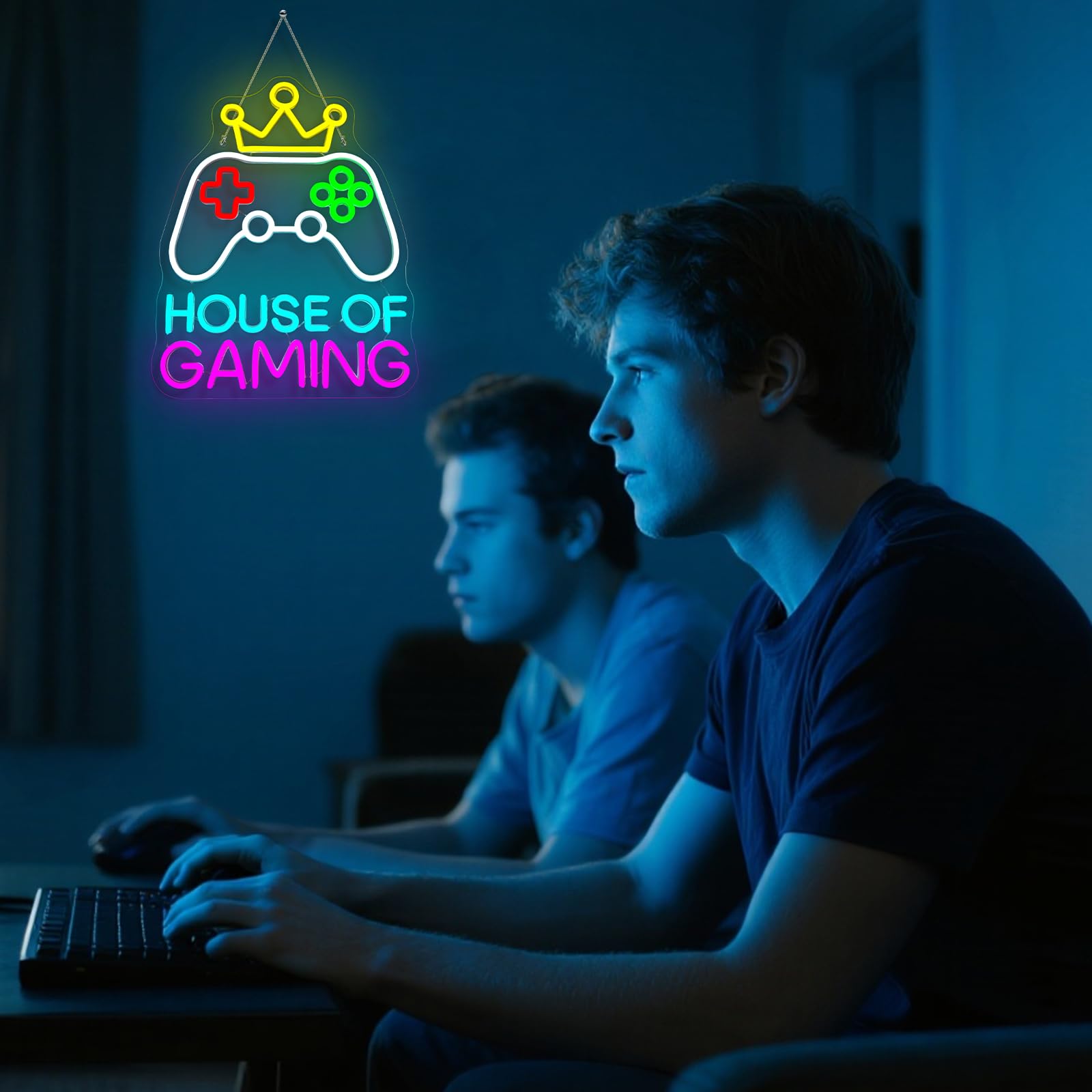 Gaming Neon Sign With Crown Design Led Gamepad Neon Light For Gamer Room And Bedroom Wall Decor Colorful Game Led Sign Cool Gamer Gifts For Teens