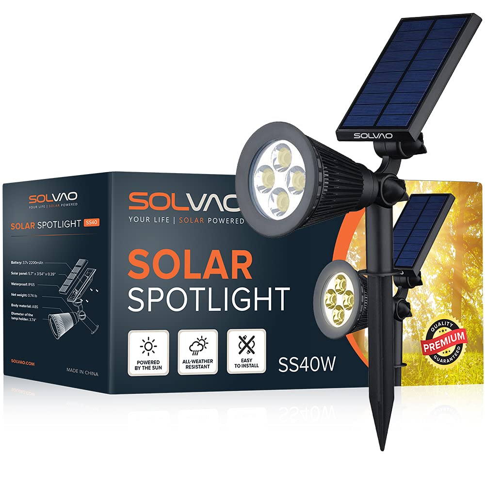 SOLVAO Solar Spot Light for Outdoor | Ultra Bright, Wireless, IP65 Waterproof | Auto On/Off, Adjustable 270 | for Driveway, Land