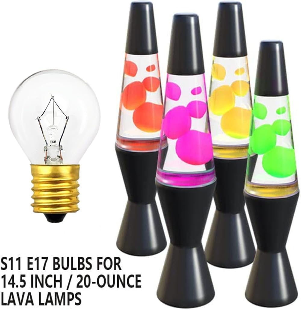 Lava Lamp Bulb 25 Watt, E17 Intermediate Base,The Lava Original Replacement For 14.5-Inch Lava Lamp, Soft Warm White Glow, Long