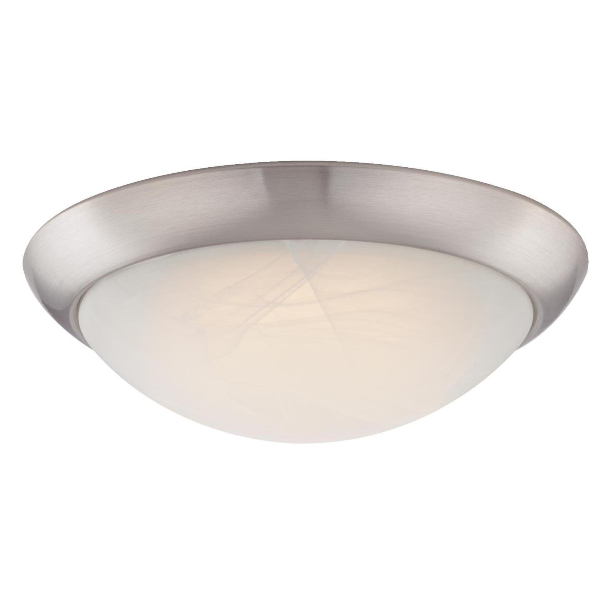 Westinghouse 6308800 LED Flush Mount Ceiling Light, 11in x 11in x 3.46in, Brushed Nickel Finish, White Alabaster Glass