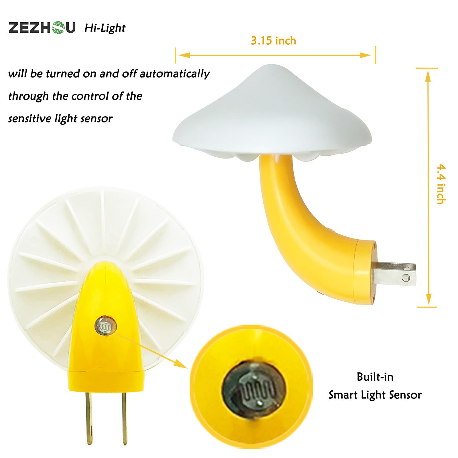 Night Lights Plug Into Wall - Sensor Led Mushroom Light  Cute Energy Saving Mushroom Lamp For mature-themeds Kids Living Room Bedroom Kitchen  Bathroom Toilet  Stairs  Hallway Corridor  Gift Ideal  Warm White