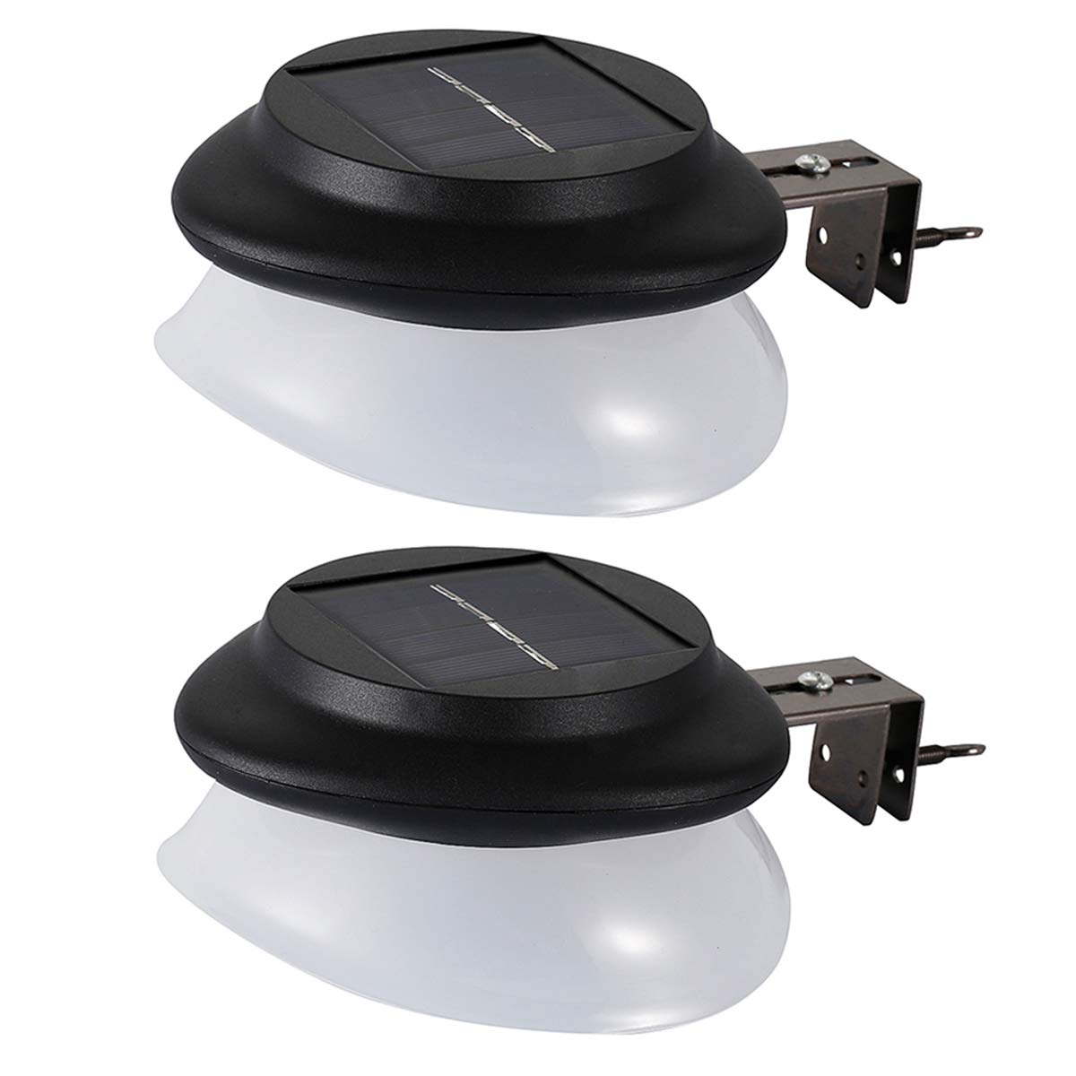 MOLEBIT Solar Gutter Lights, 9 LED, Waterproof, Wireless, 2 Pack, Black, Model GTA