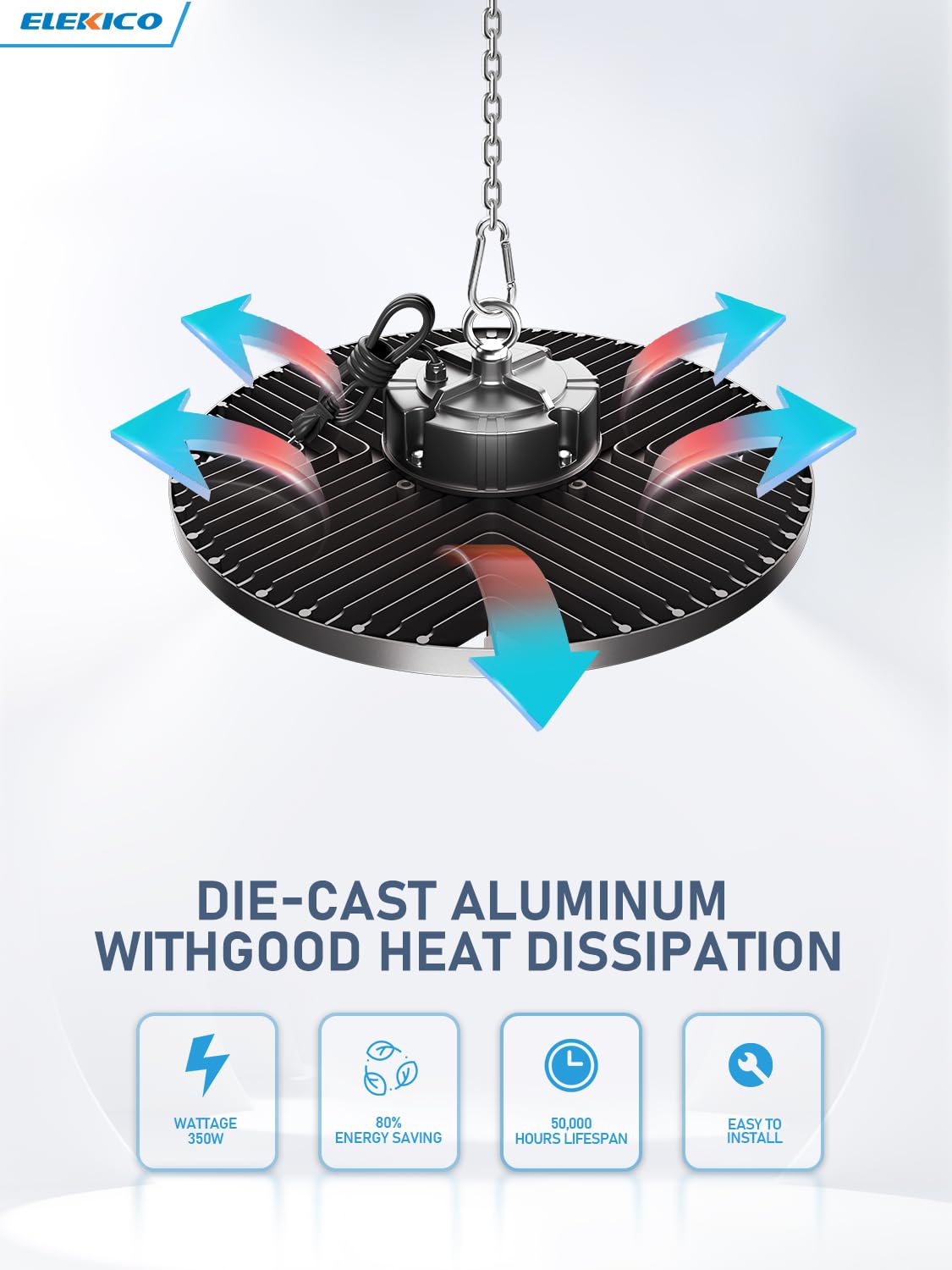 Upgrade 350W Ufo High Bay Led Lights - 6 Pack, 52500Lm, 5000K, 5' Us Plug Cable, Bright Shop Lights For Garage, Workshop, Factor