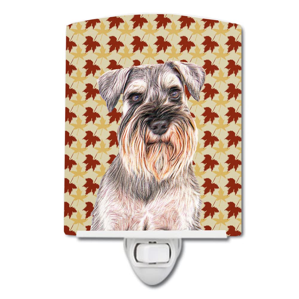Carolines Treasures Ceramic Night Light, Fall Leaves Schnauzer, 6x4x3in, Multicolor, Model KJ1207CNL, UL-Certified