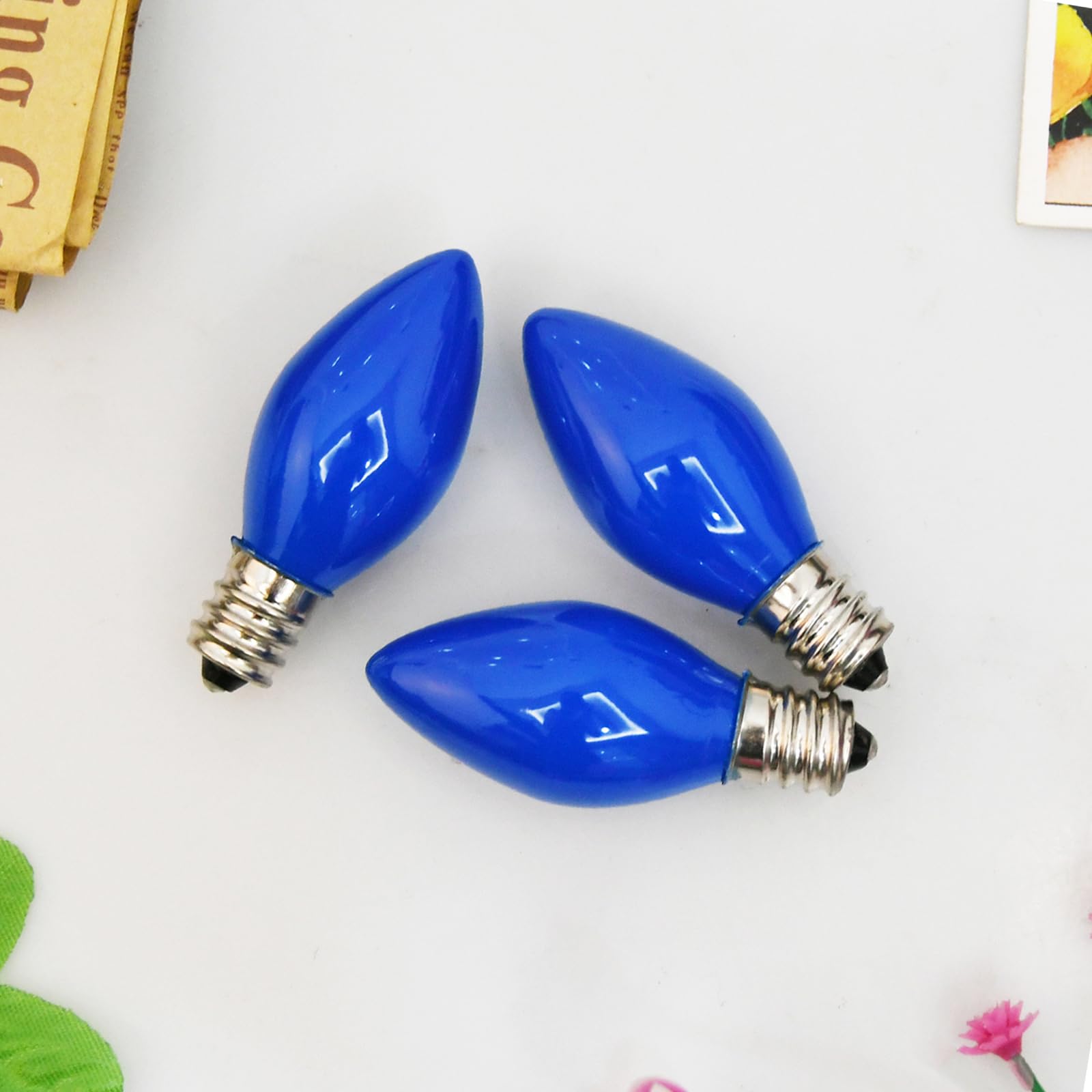 Sunsgne C7 Led Blue Replacement Christmas Light Bulbs, 0.6W Led E12 Candelabra Base Bulbs - Great For Christmas Outdoor String L