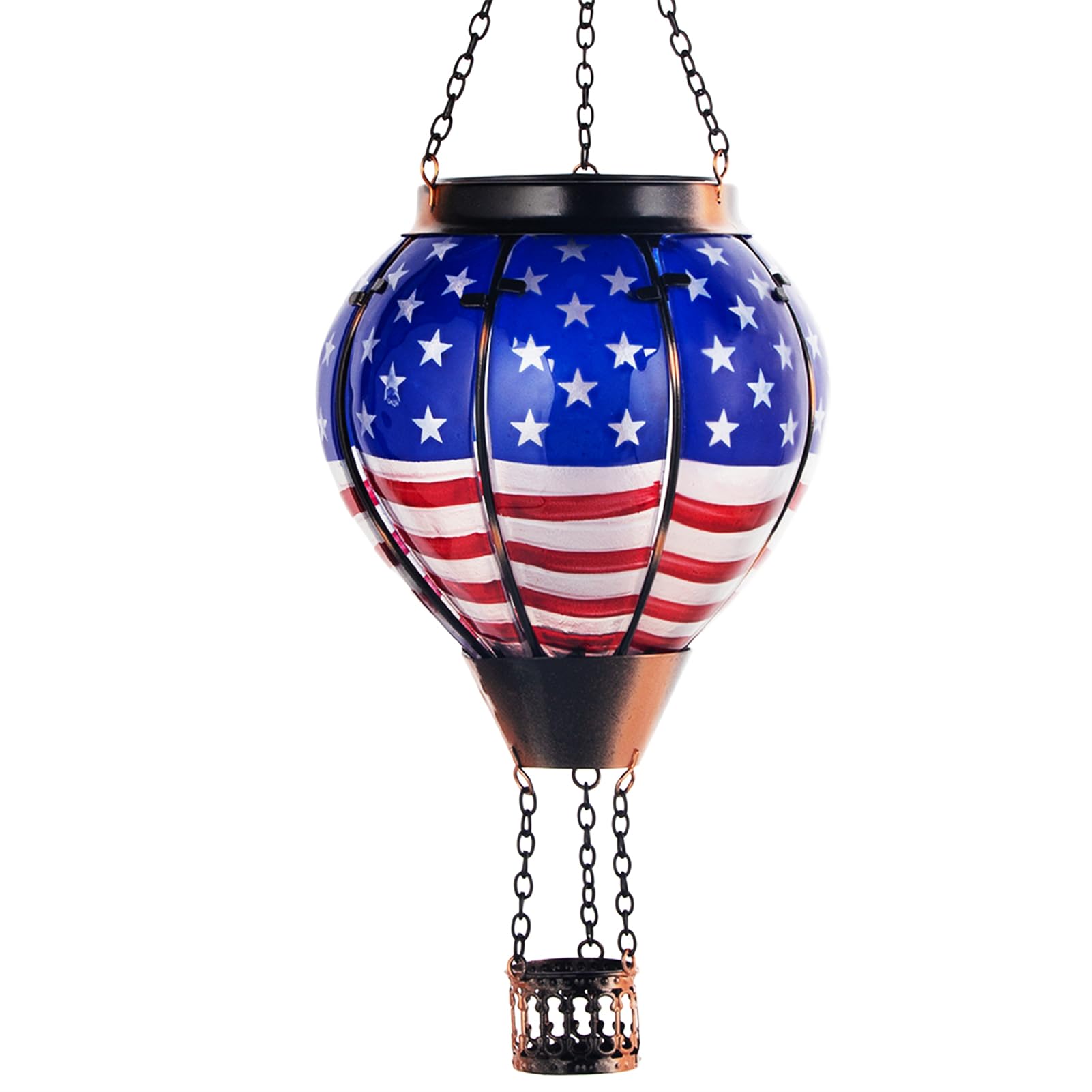 Larekook Hummingbird Hot Air Balloon Solar Lantern Outdoor Waterproof Glass Garden Decor Solar Hot Air Balloon Lantern with Flame Flickering Light for Yard Patio Lawn Hummingbird Gifts for Women Mom