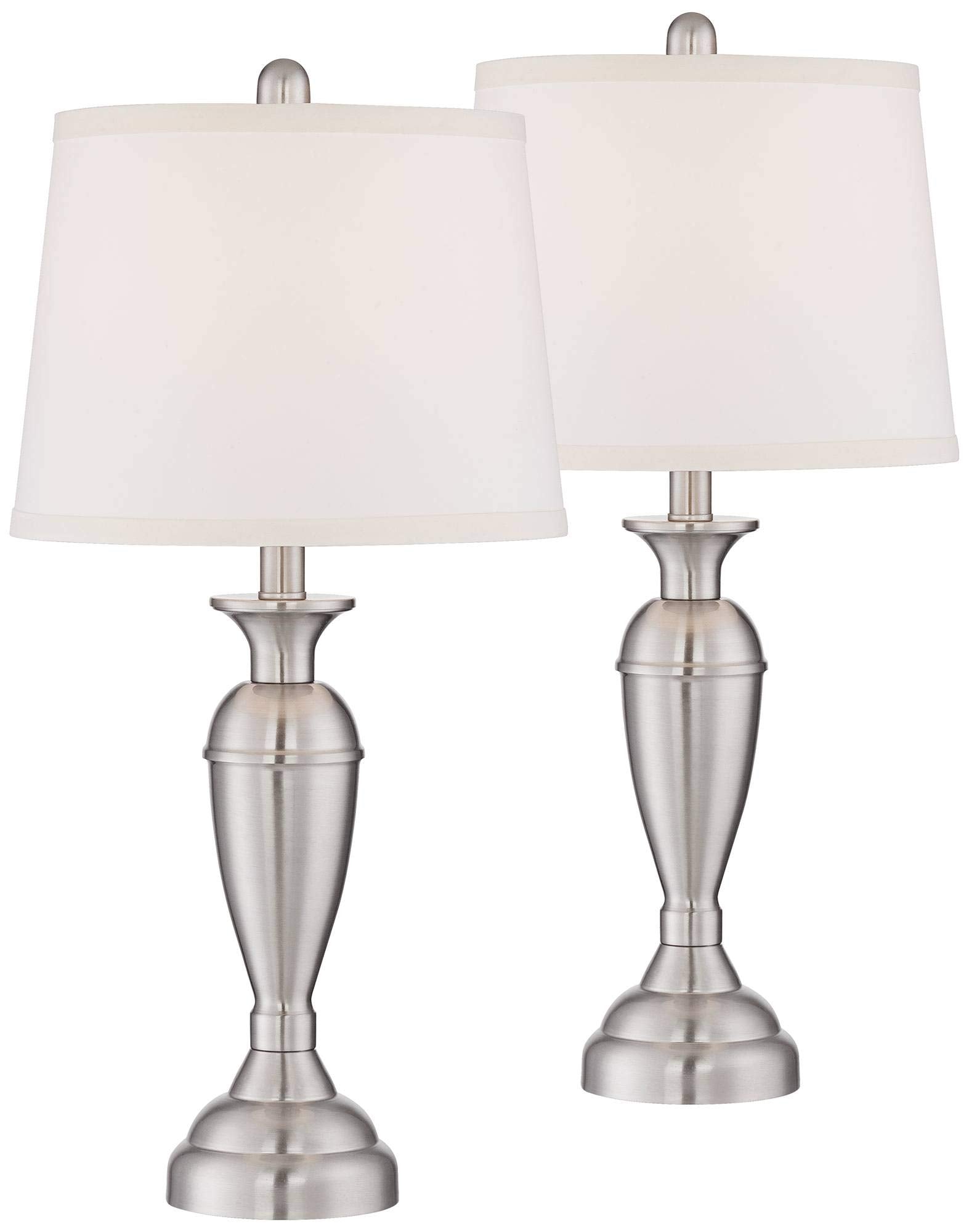 Regency Hill Carlton Blair 25'' High Traditional Table Lamps Set Of 2 Wifi Smart Socket Silver Brushed Nickel Finish Metal Livin