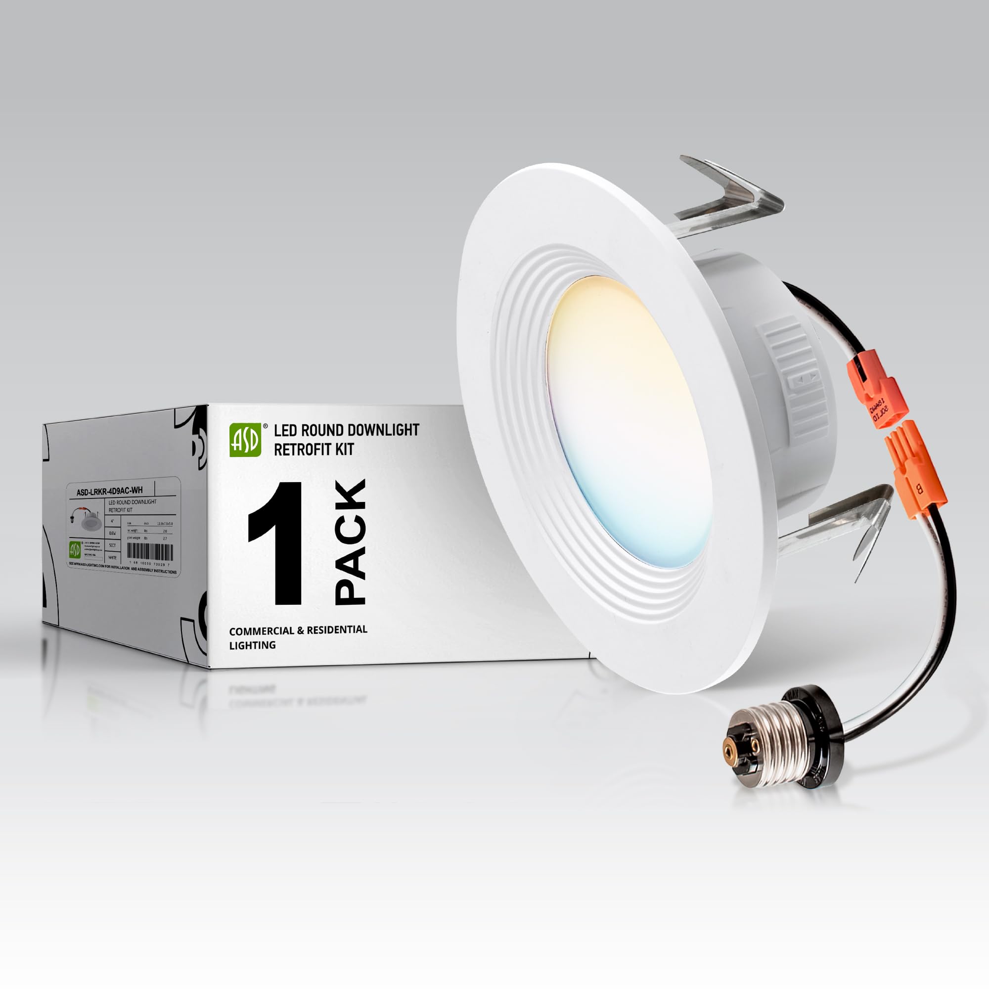 ASD Retrofit LED Recessed Lighting 6 inch, Wet Rated LED Can Lights, Dimmable Ceiling Light, Baffle Trim, CRI90, 12W (110W Repla
