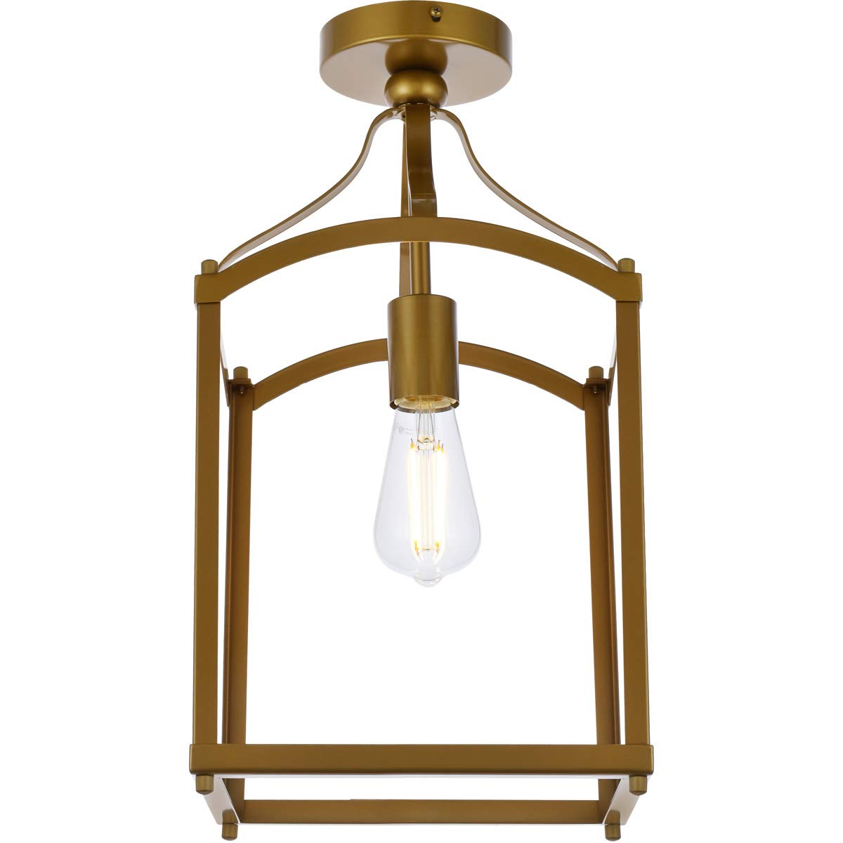 Living District Janet 1-Light Mid-Century Metal Flush Mount in Brass