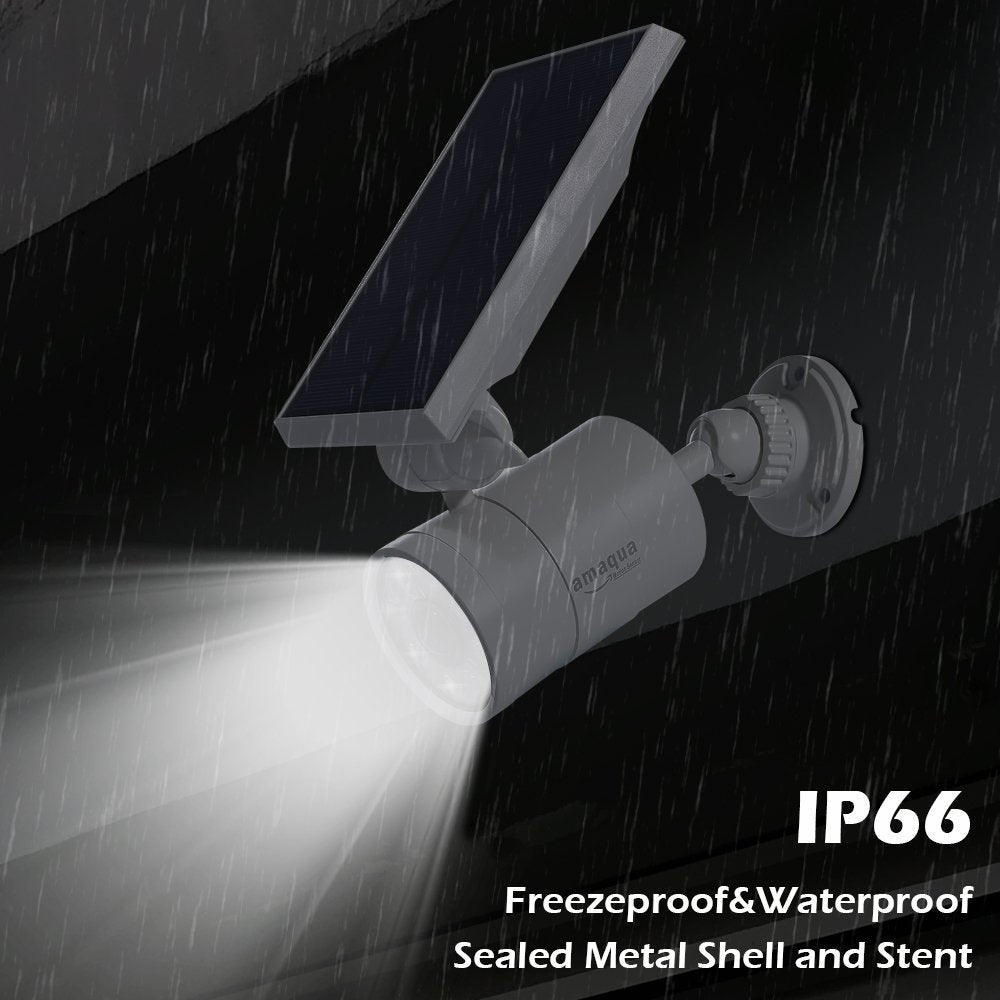 amaqua Solar Motion Sensor Lights, 9W (110W Equ.), 1400 Lumen, White Aluminum Flood Security Lights for Outdoor Garden, Driveway, Garage