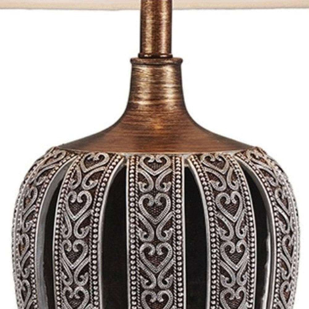 HomeRoots Primo Tall Table Lamp - Brown with White Shade