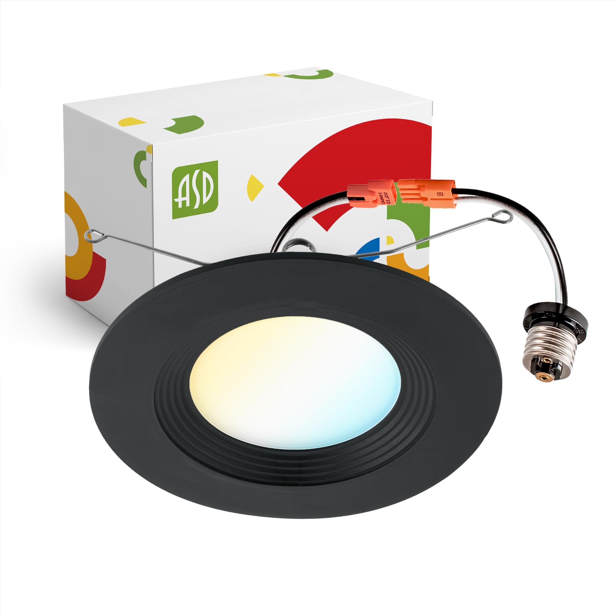 ASD Retrofit LED Recessed Lighting 6 Inch | Black 12W 1009 Lm Wet Rated Dimmable Ceiling LED Downlights | 2700K-5000K Adjustable