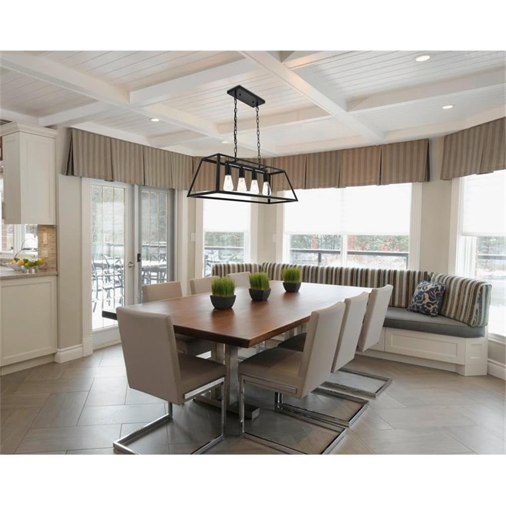 Elegant Lighting Living District Resolute 4-Light Mid-Century Metal Pendant in Black