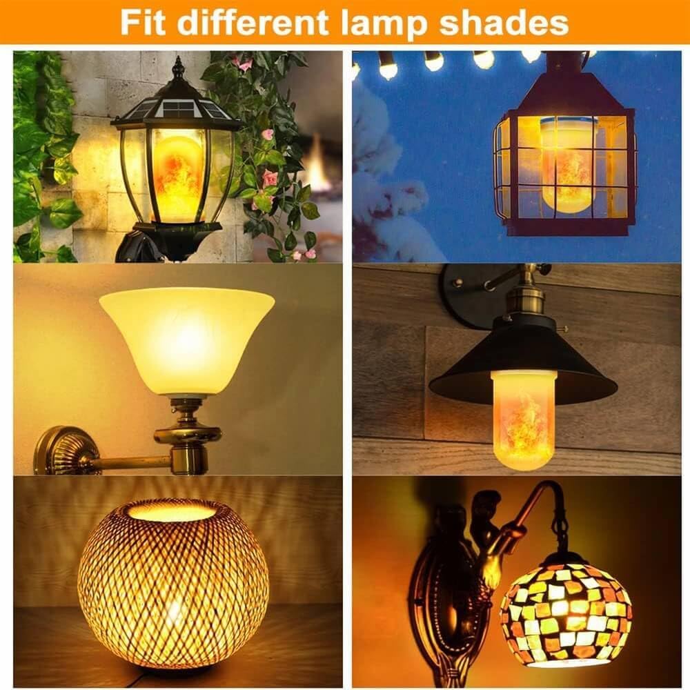 iCrius 2-Pack LED Flame Light Bulbs, E26/E27 Base, 4 Flickering Modes, Realistic Flame Effect for Christmas, Halloween & Party Decor