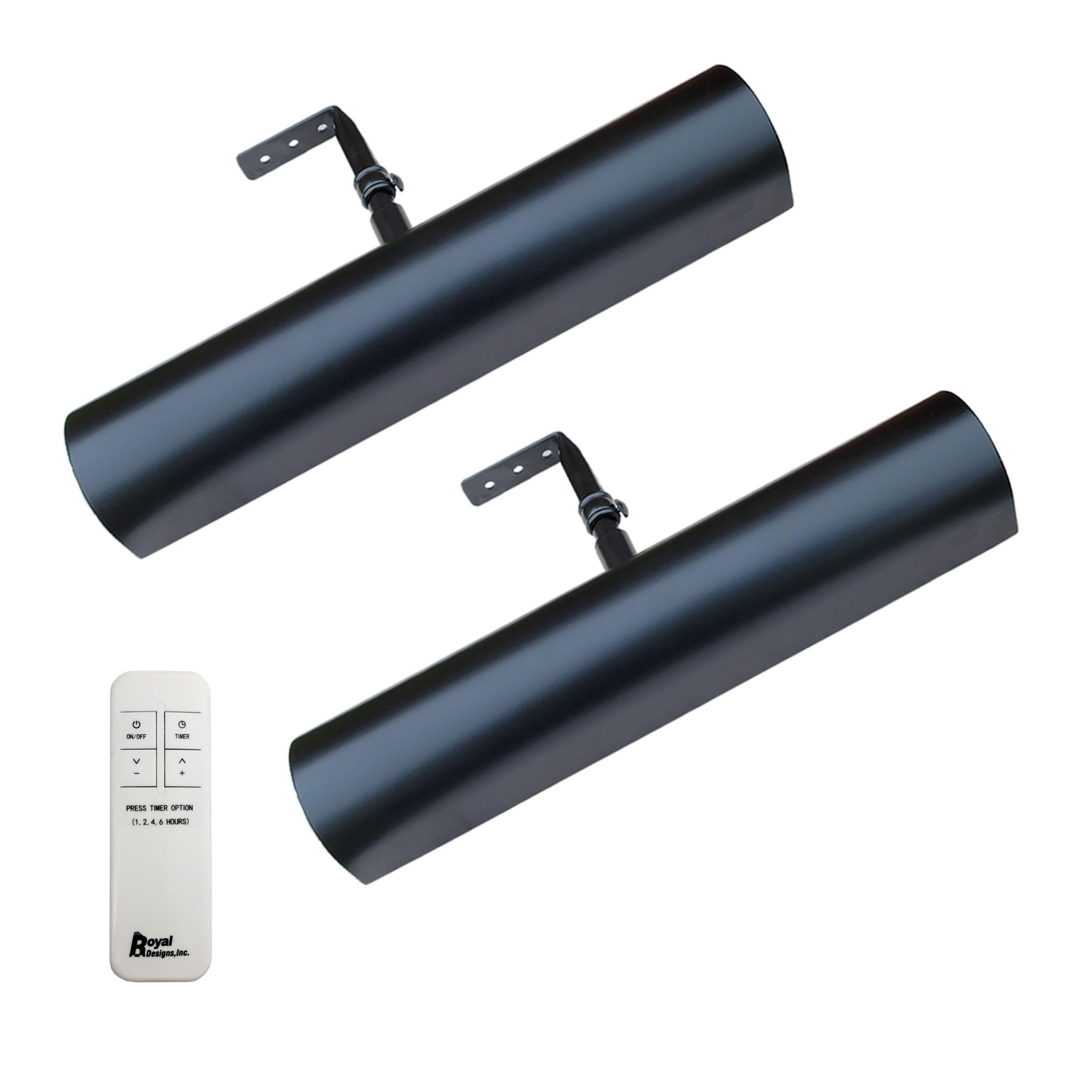 Royal Designs, Inc. Cordless Remote Control LED Picture Light, Dimmable with Timer Function, Black, 12.75 Inches, 2 Pack