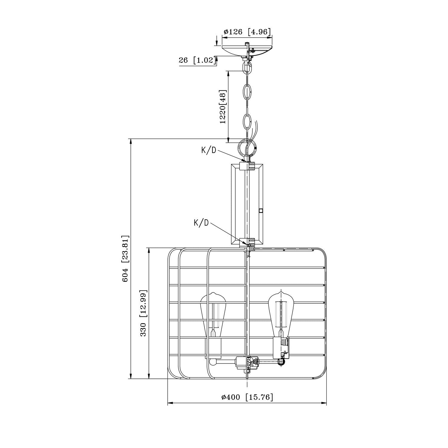 Design House 587337 Ajax Industrial Modern 4-Light Indoor Chandelier Metal Wire Cage For Entryway Dining Room Foyer, Coffee Bron