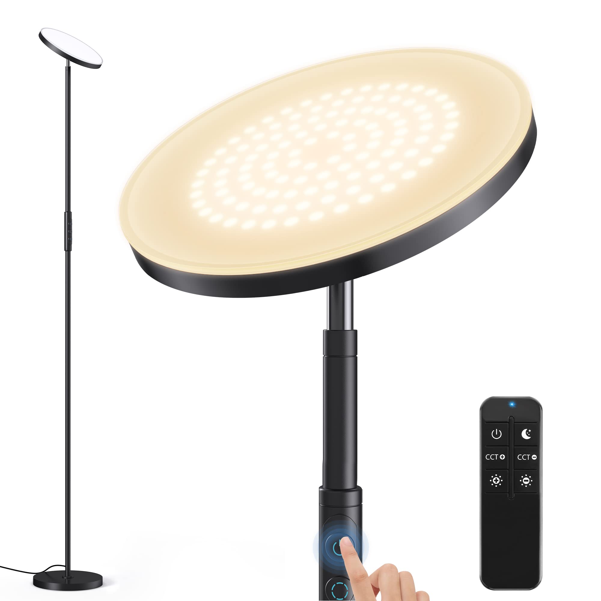 ECOIOT LED Floor Lamp, 36W/3000LM Super Bright Tall Standing Light, Modern Torchiere Sky Lamp with 4 Color Temperatures, Remote 