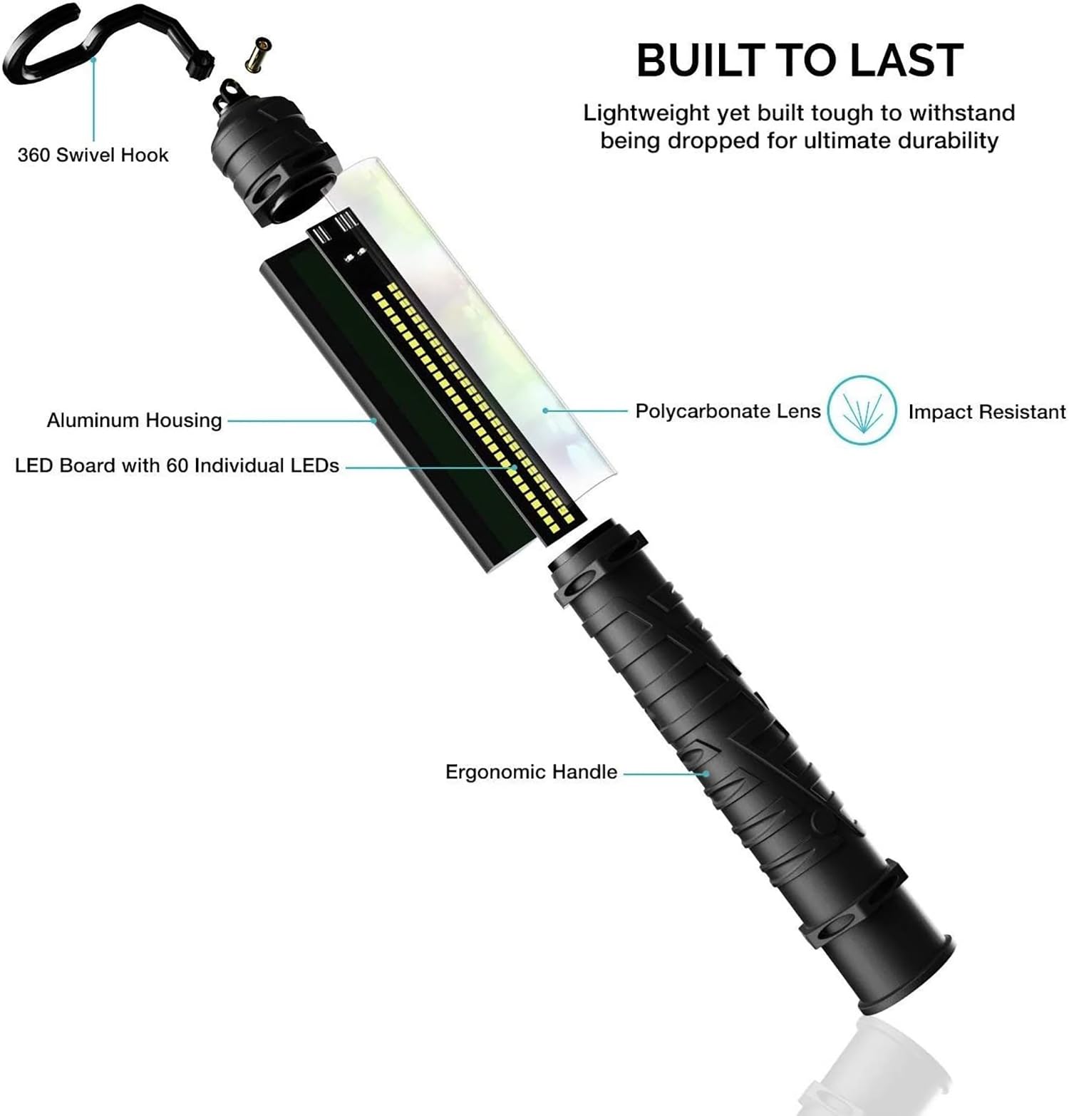 Neiko 40464A Cordless Led Work Light, Multipurpose Portable Light With 350 Lumens, 5 Hours Of Run Time, And 4,000-Mah Rechargeable Li-Ion Battery