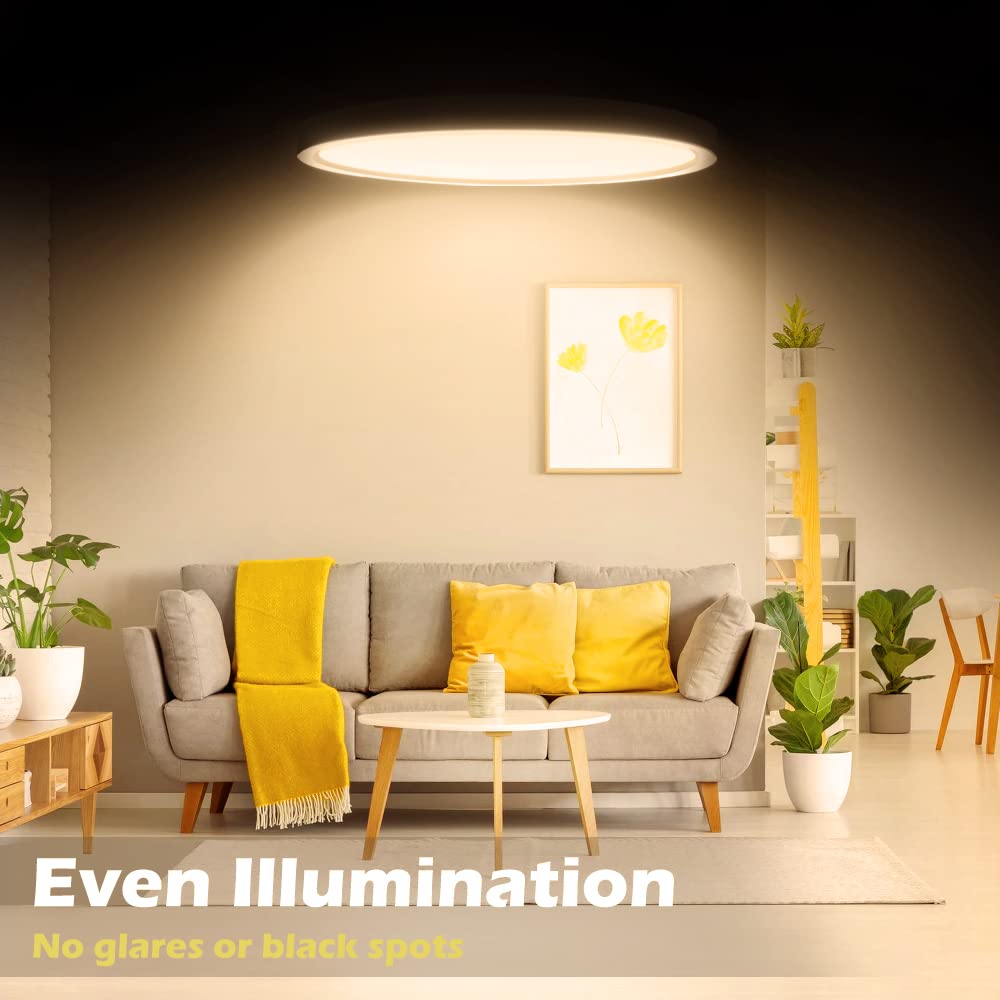 Led Flush Mount Ceiling Light Fixture, 8.9 Inch 18W, 2800K Warm White, Black Flat Modern Round Lighting Fixtures, 1800Lm, 180W E