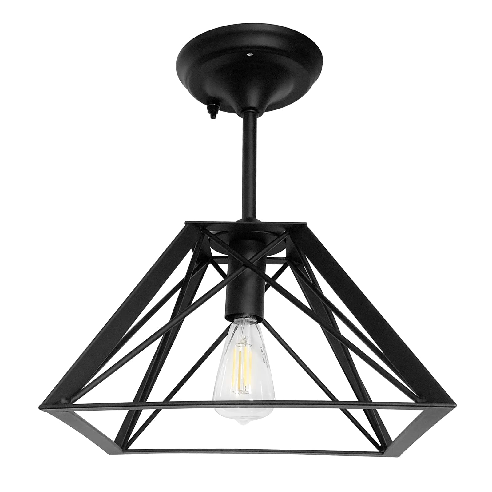 Dream Lighting 12V RV Dinette Ceiling Light Fixture, Vintage Edison Bulb, Matte Black, 12 inch, Model DD-X6F15