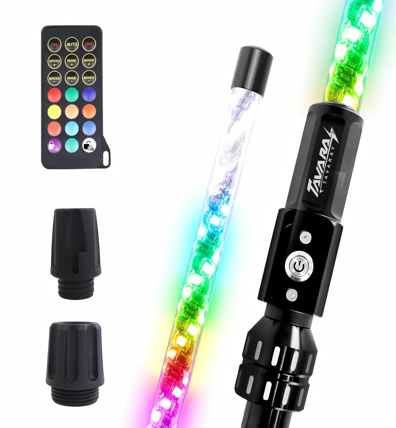 Tavaray 4FT Boat Navigation Lights, 600+ RGB Patterns, Remote Control, 2NM Coast Guard Compliant, Model TVR-WL-4FT-BR-SPIRAL-G